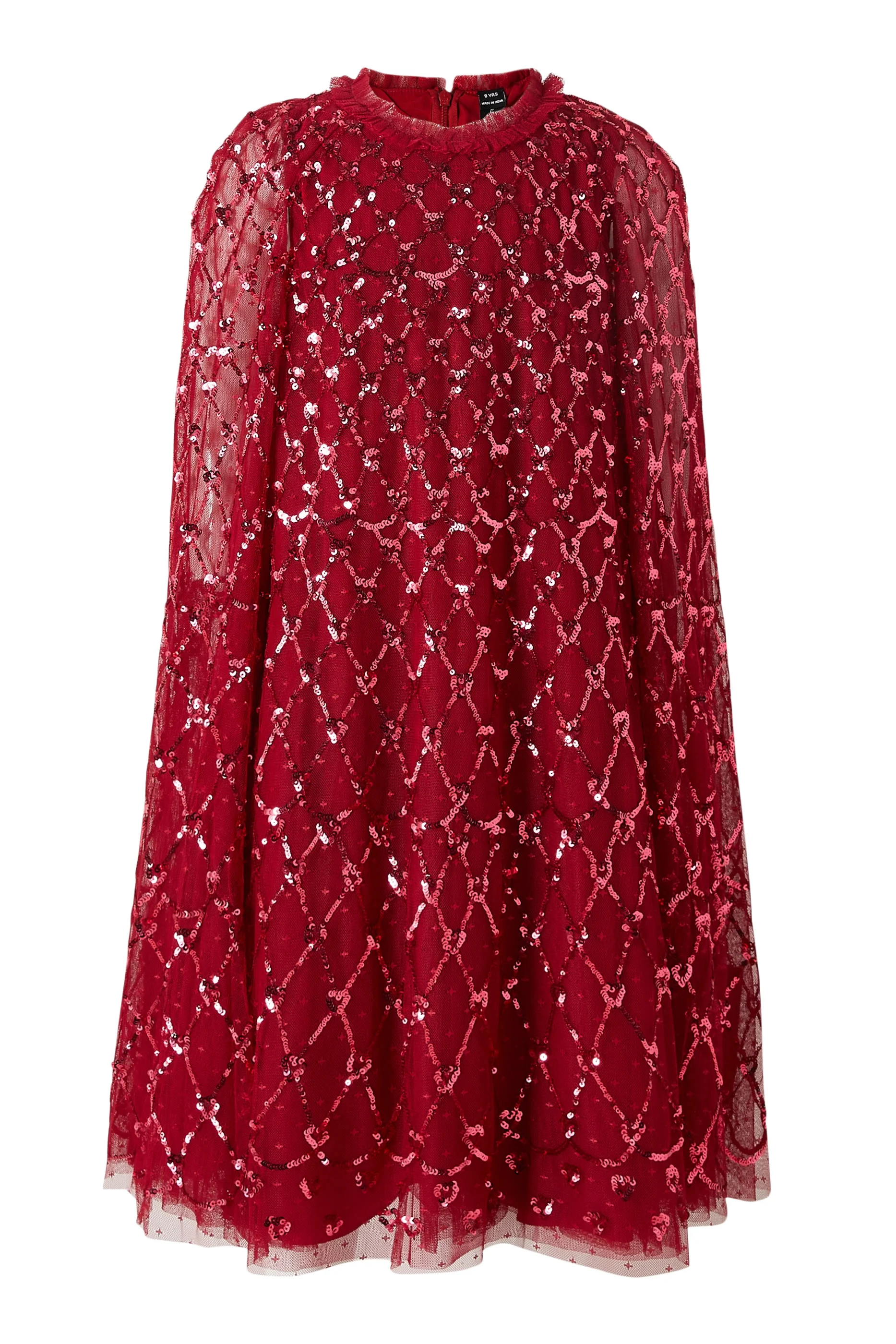 Kids Heart Lattice Cape Dress