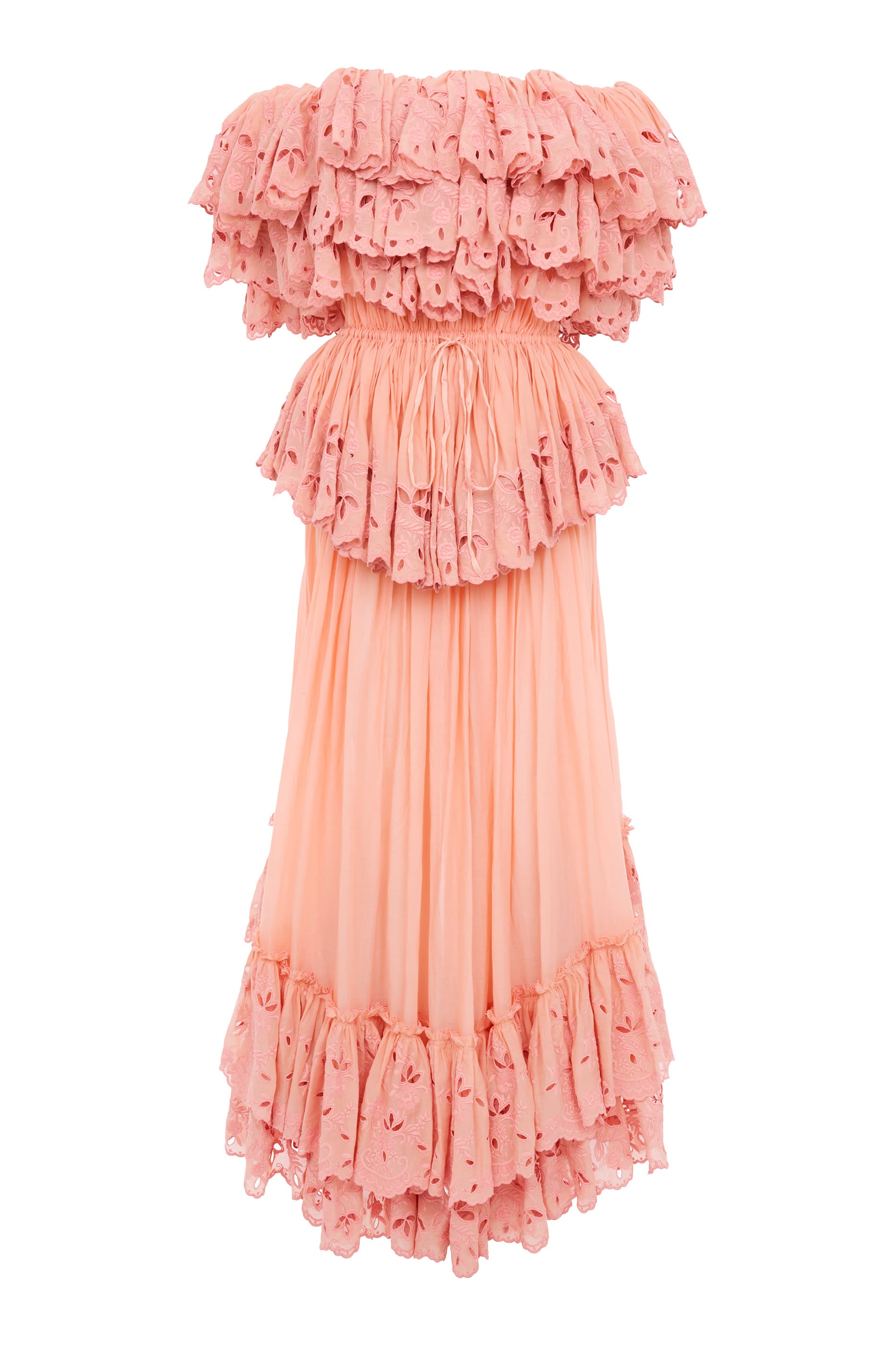  Ruffled Long Dress in Cotton Voile