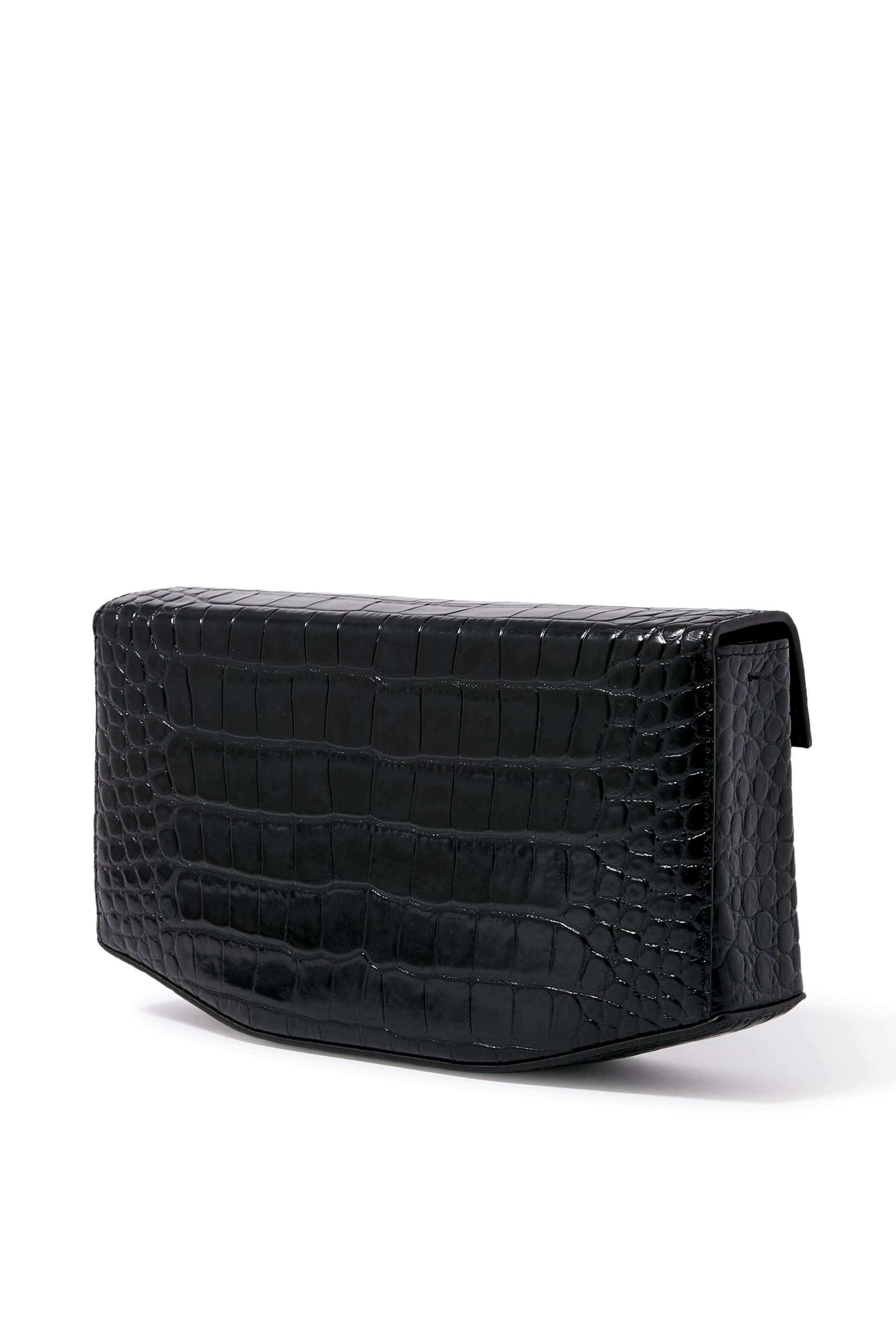 Clip Croc-Embossed Shoulder Bag
