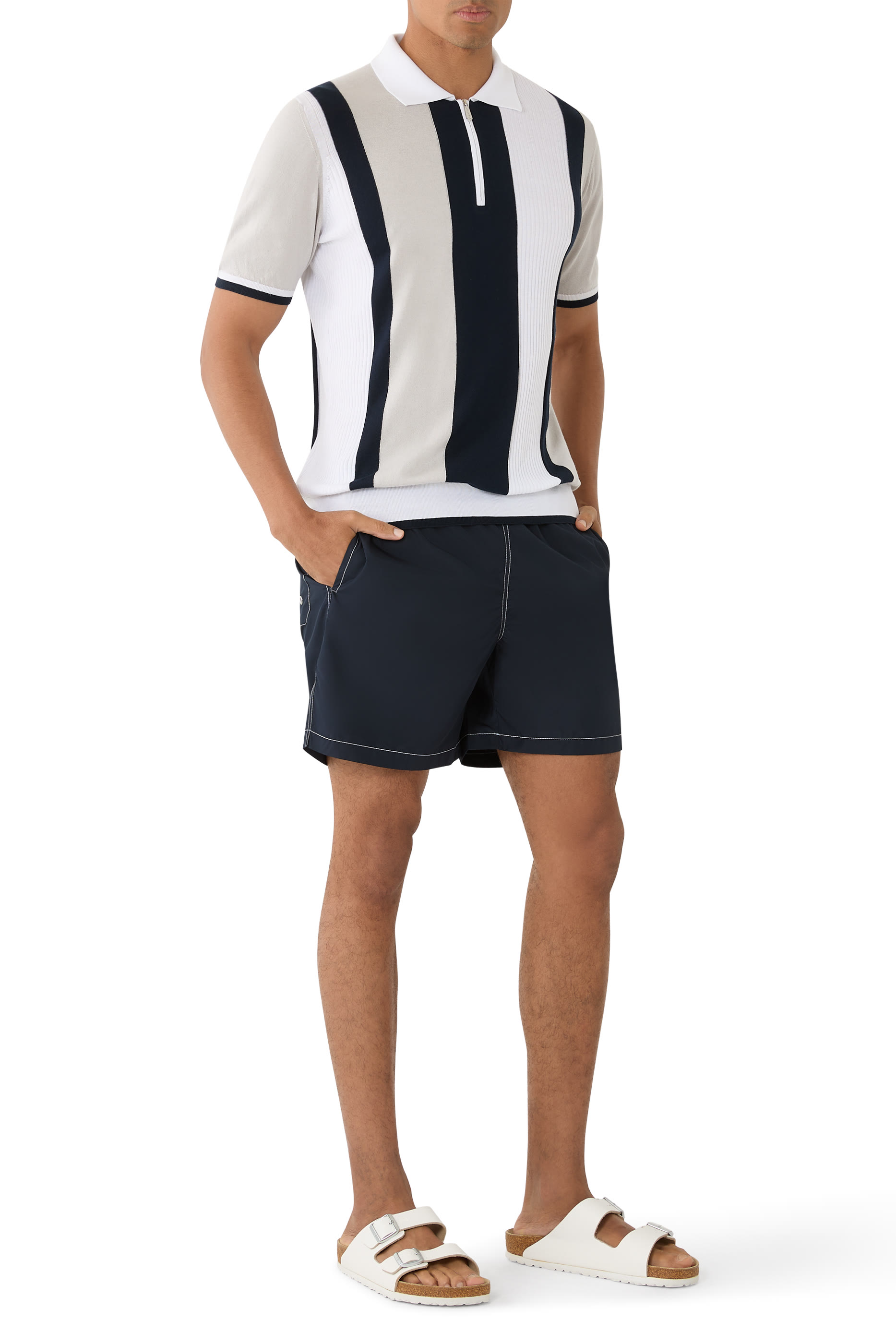 Stripe Half-Zip Polo Shirt