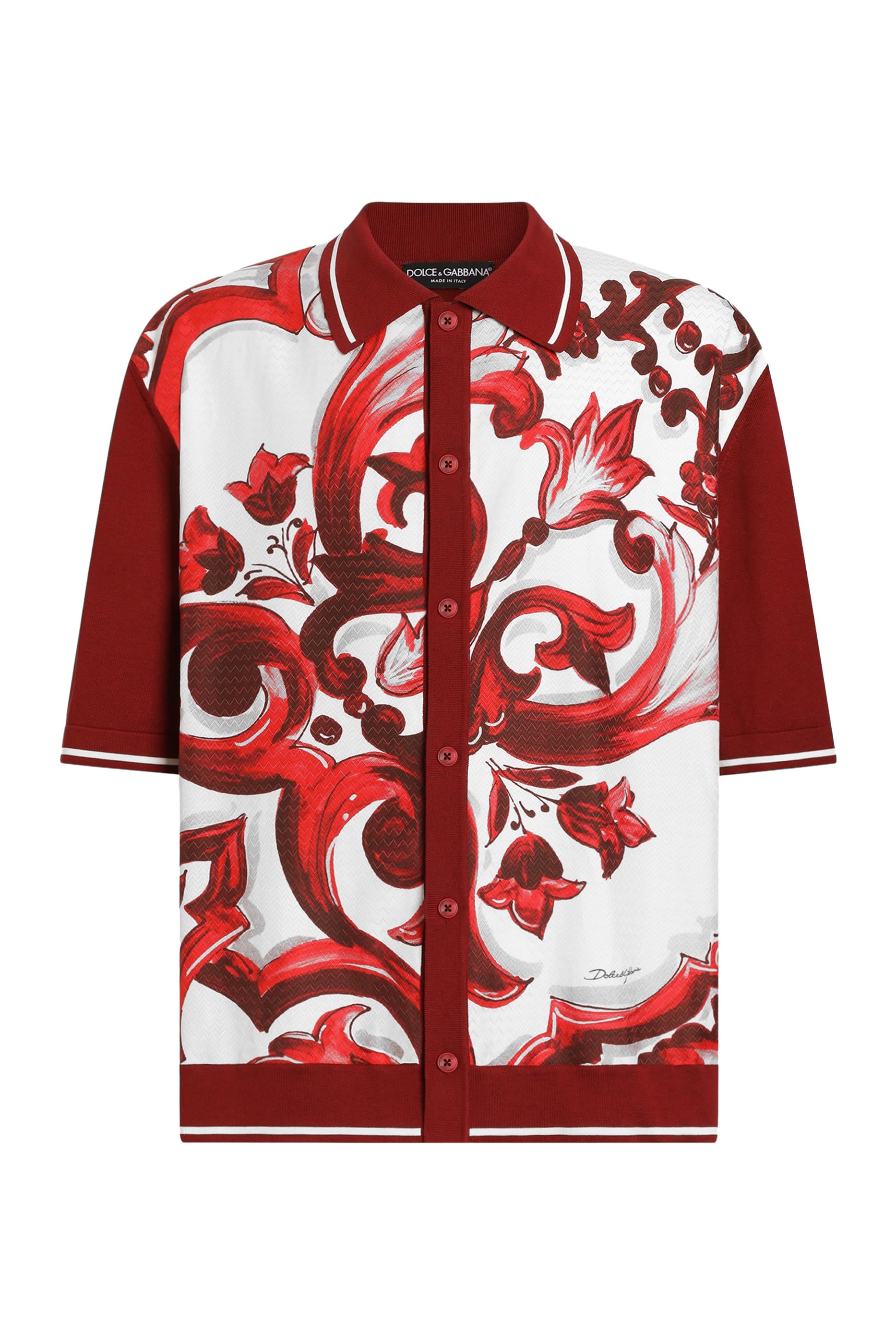 Majolica-Print Silk Twill Shirt