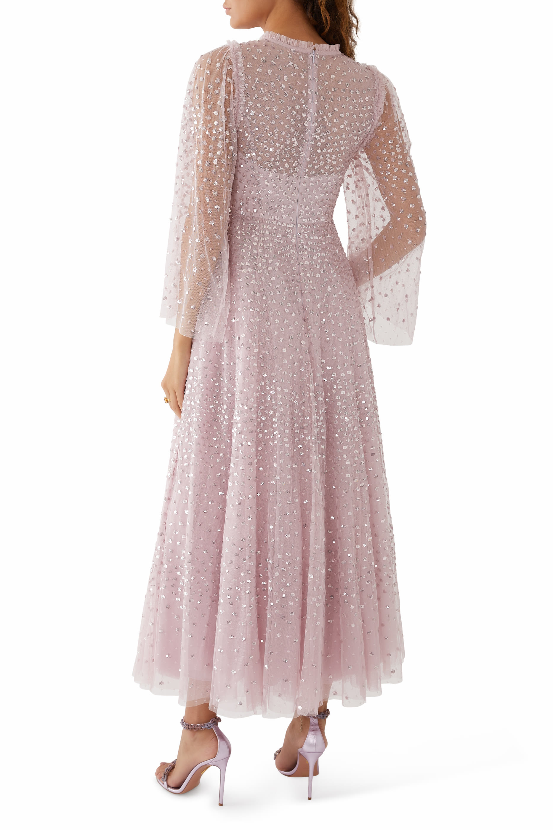 Scatter Dot Round Neck Ankle Gown