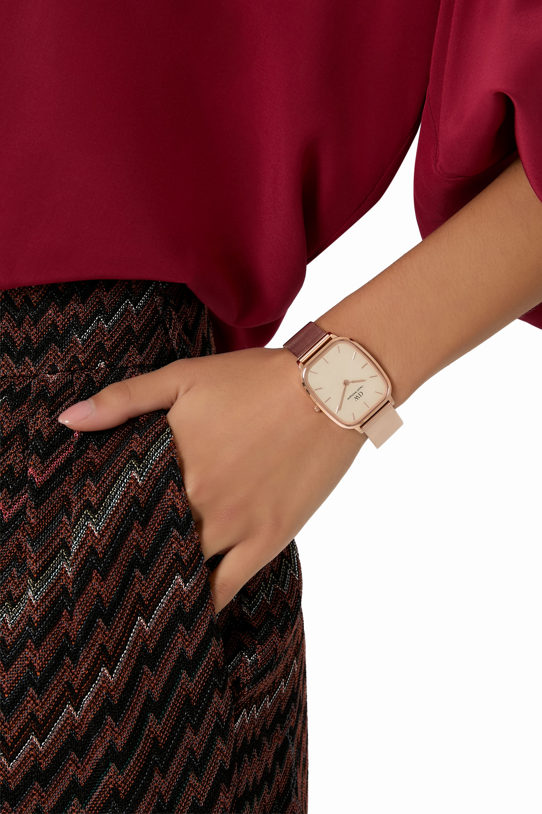 Marlon Wire Linen Watch, Stainless Steel