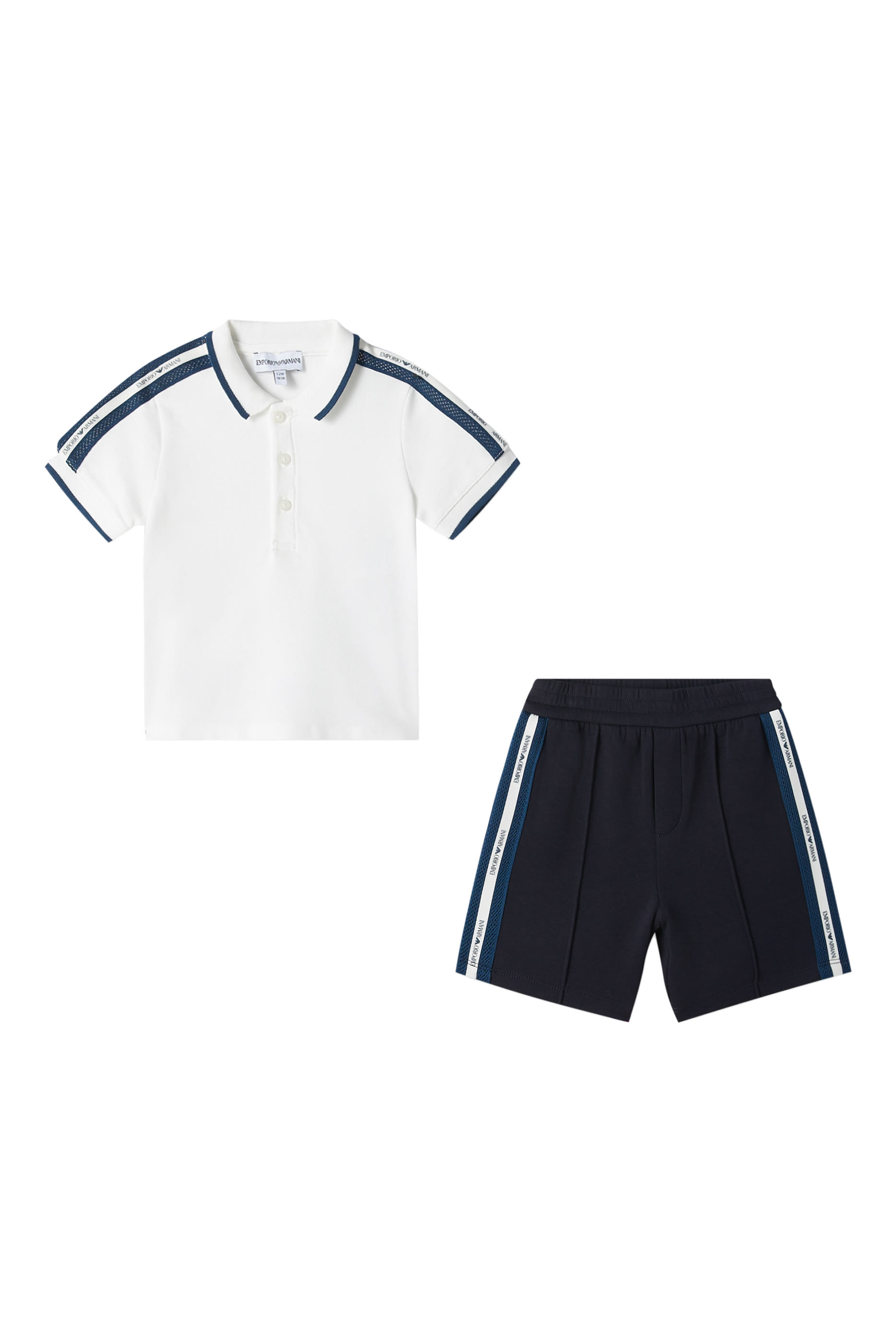 Kids Logo Tape Polo Shirt & Bermuda Shorts Set