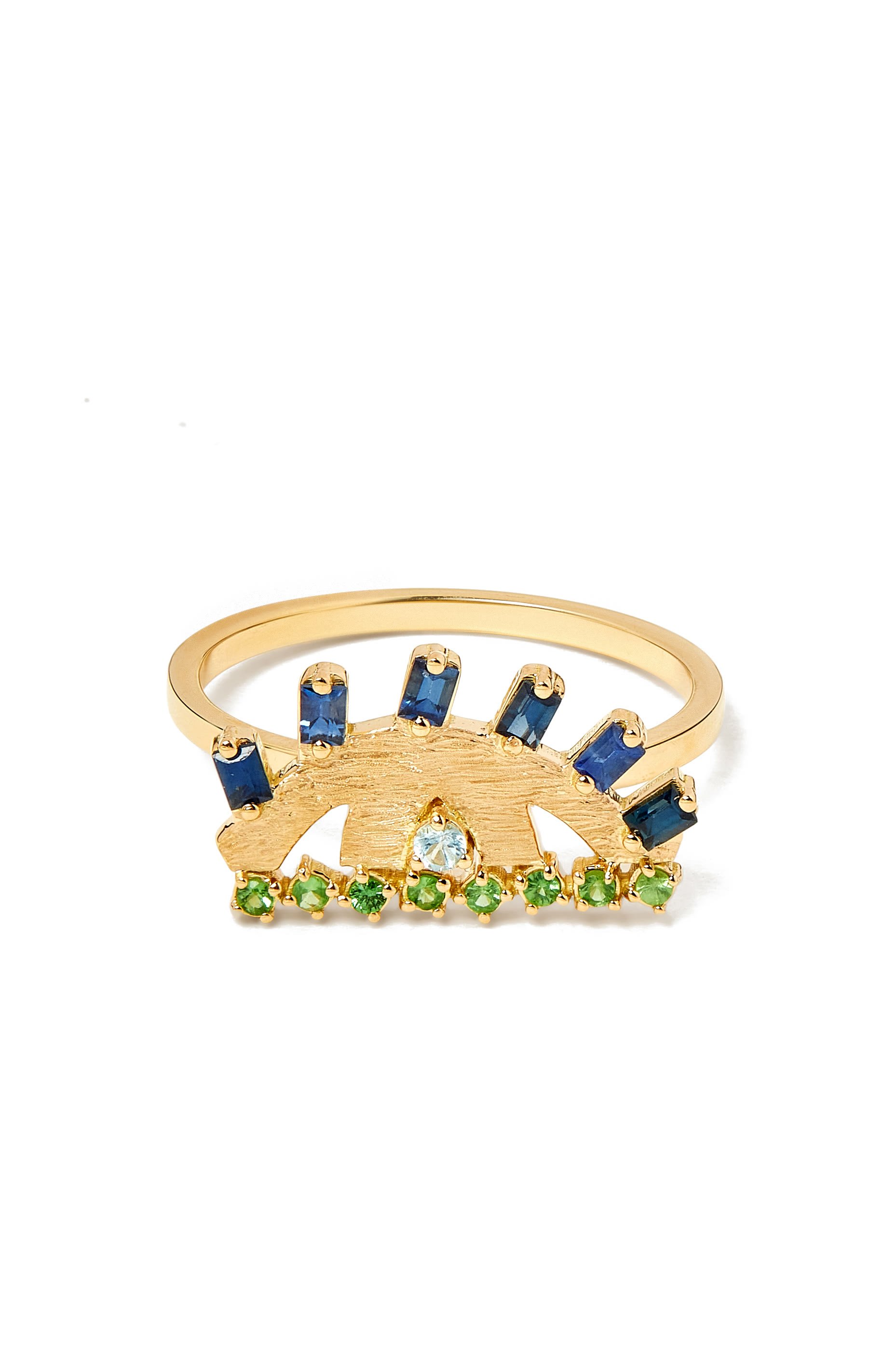 Ya Ein Ring, 18k Yellow Gold with Blue Topaz, Emerald & Sapphire