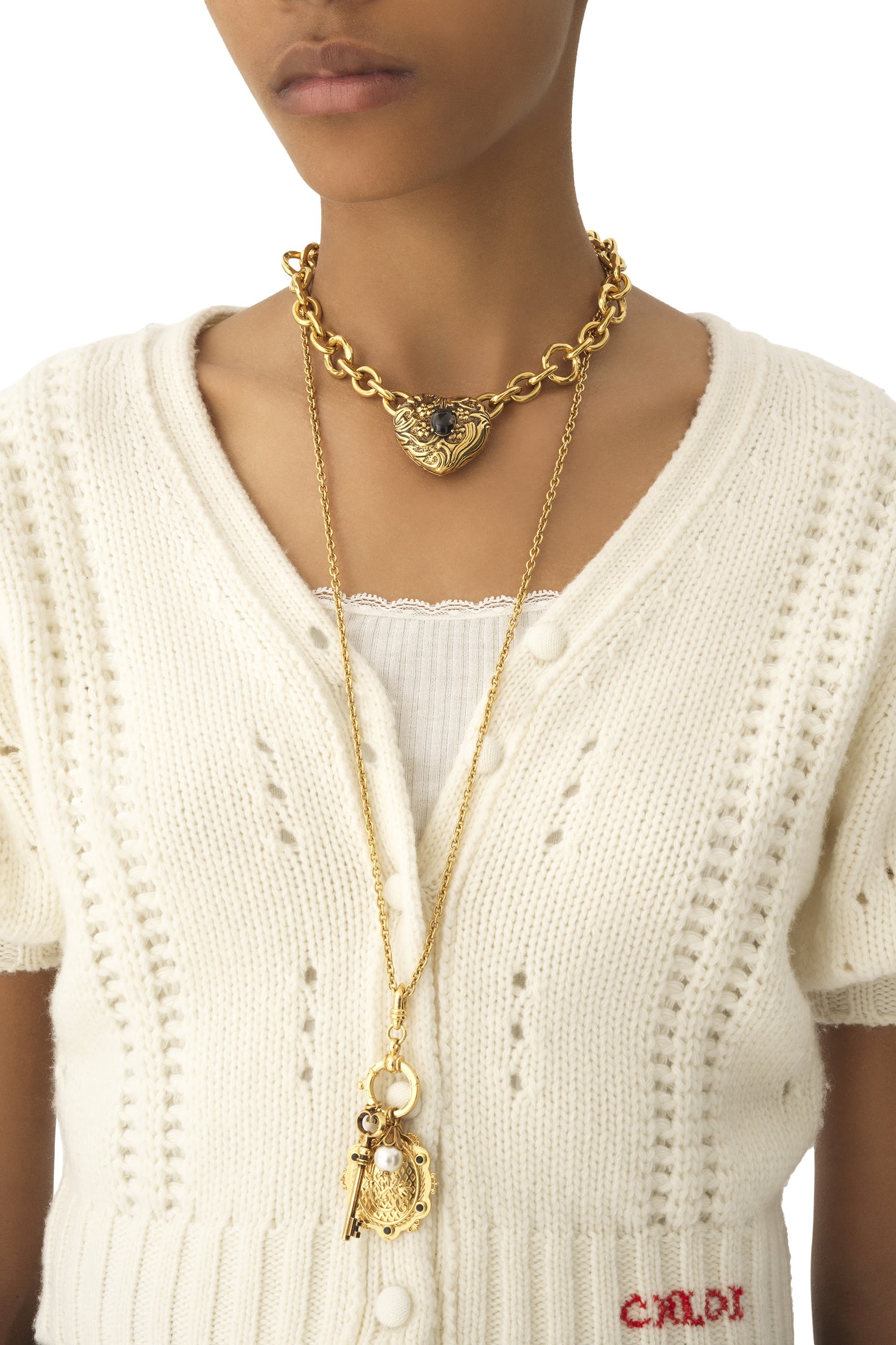 Puff-Sleeve Cardigan in Wool & Cashmere Knit 