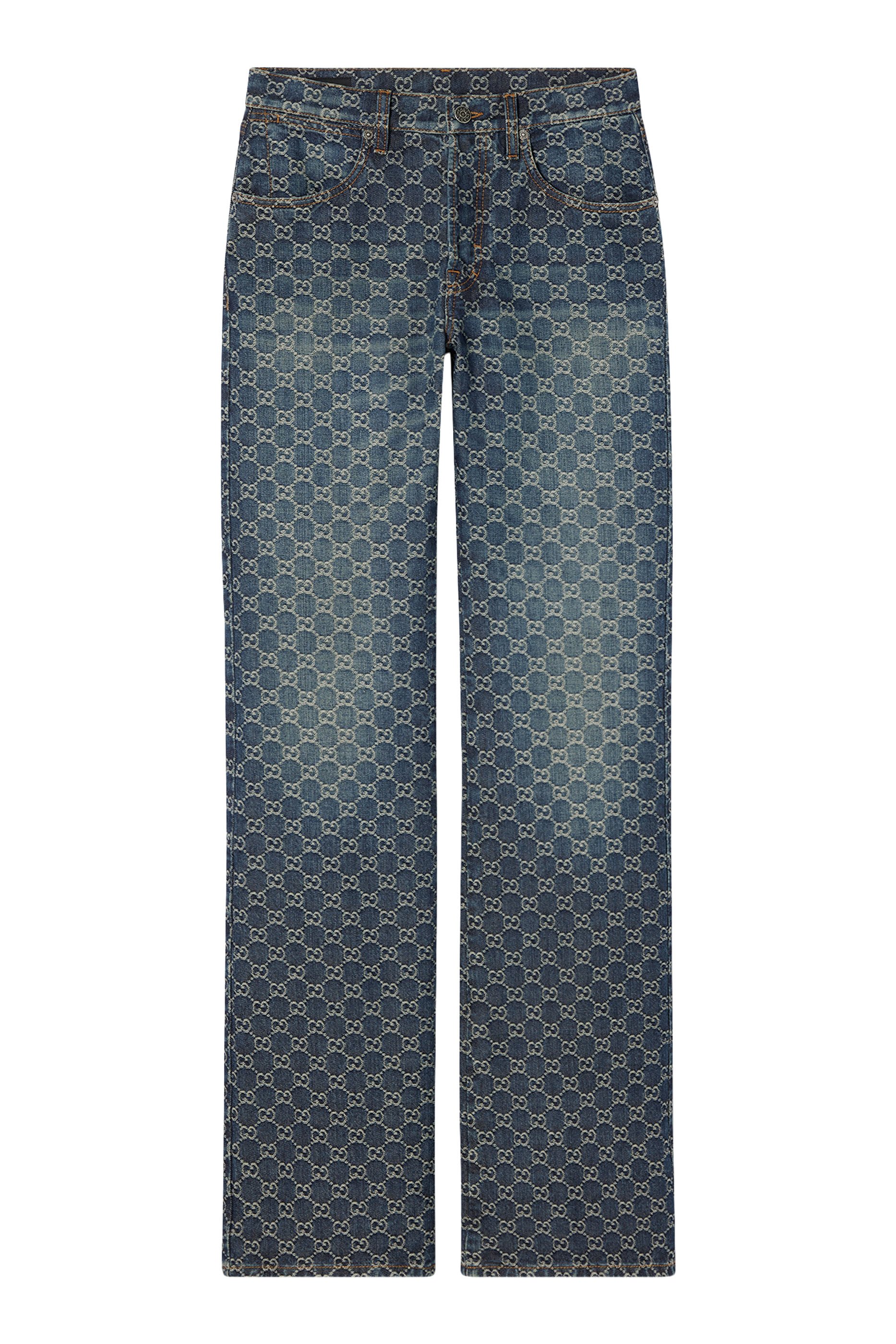  GG Cotton Denim Jacquard Pants
