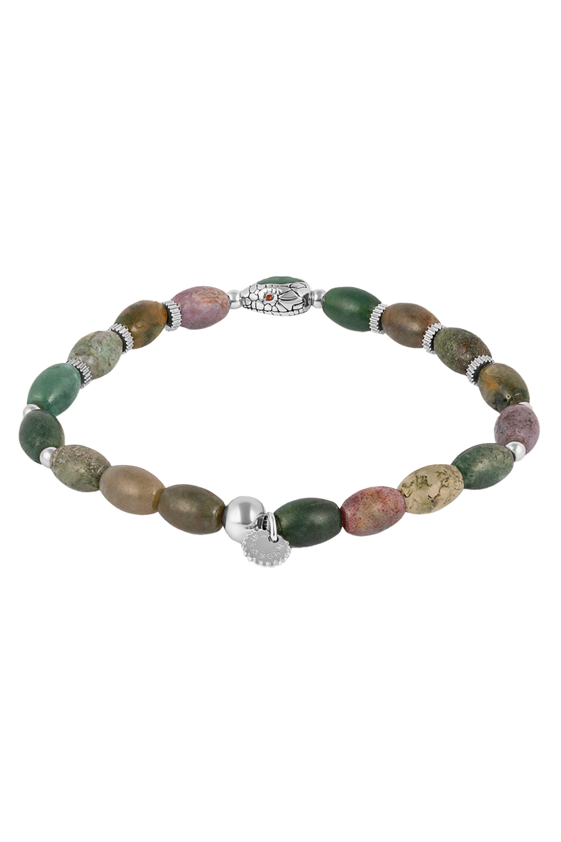Viper Bracelet in Rhodium and Indian Jasper