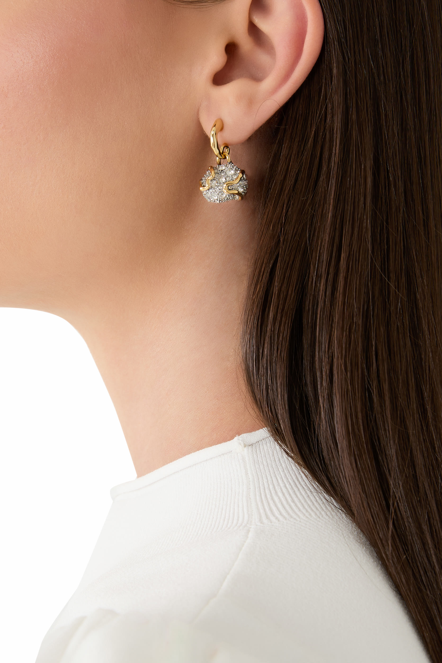 Solanales Crystal Petite Pebble Hoop Earrings