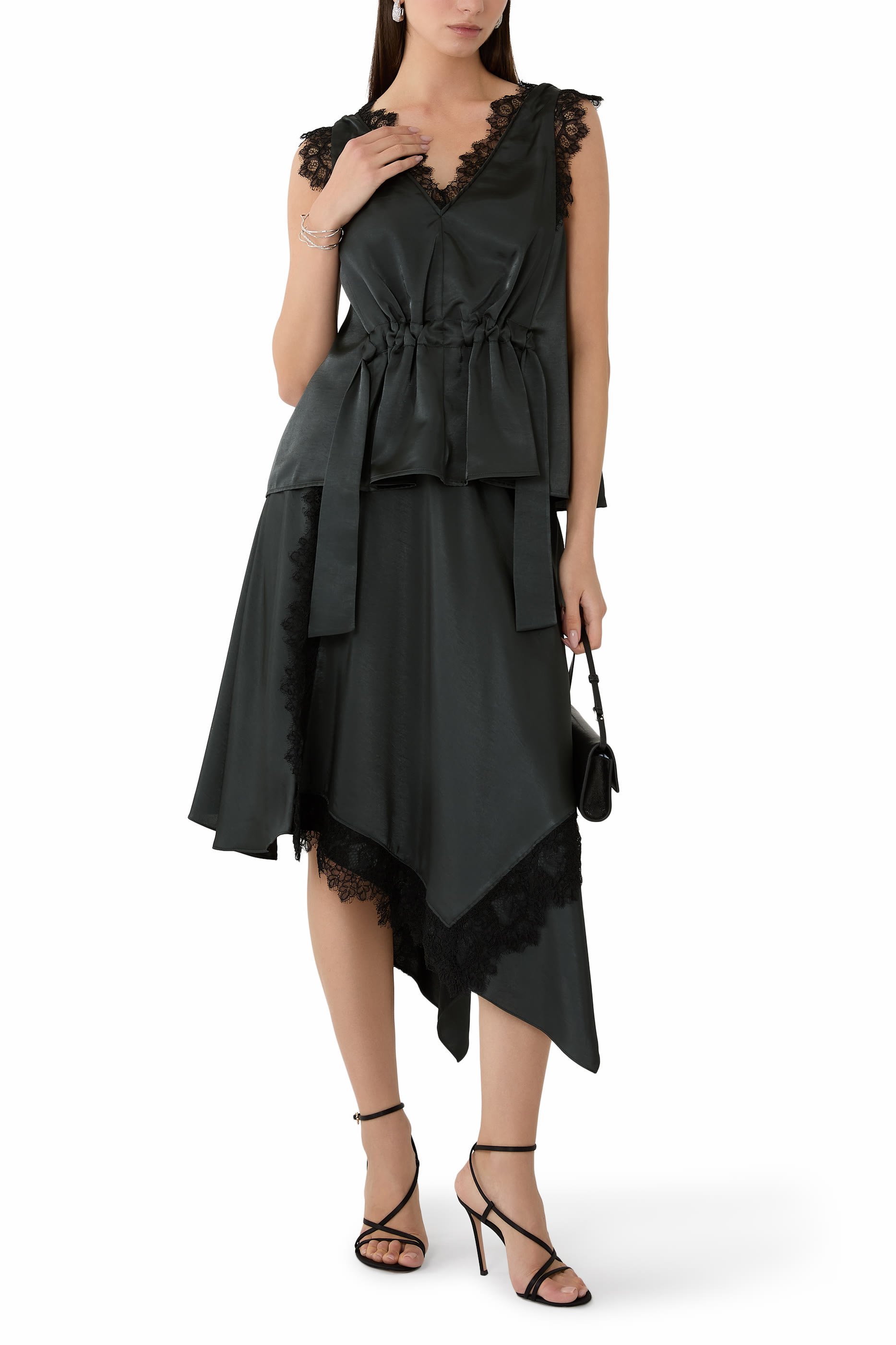 Lace Trim Midi Skirt