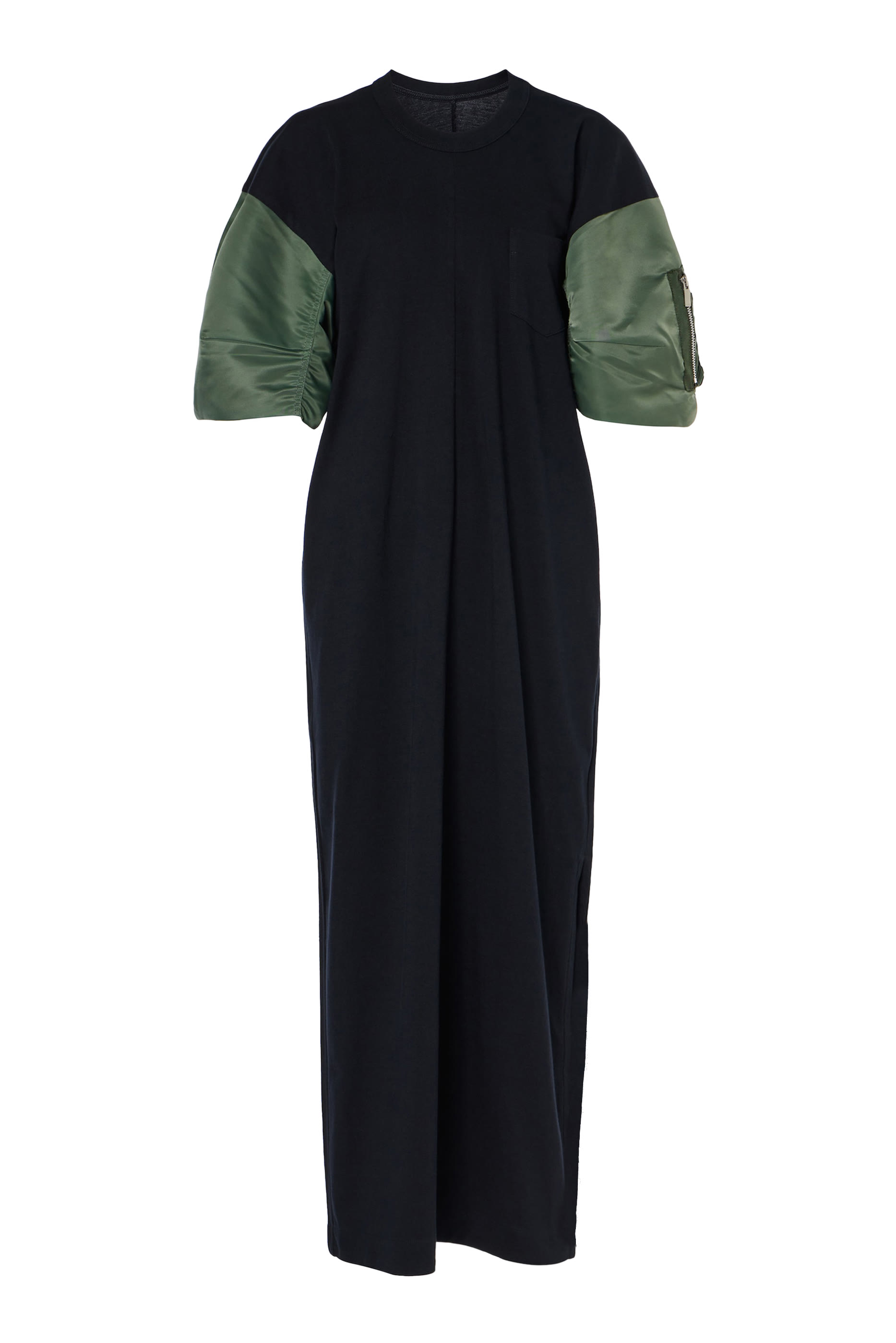 Nylon Twill X Cotton Jersey Dress