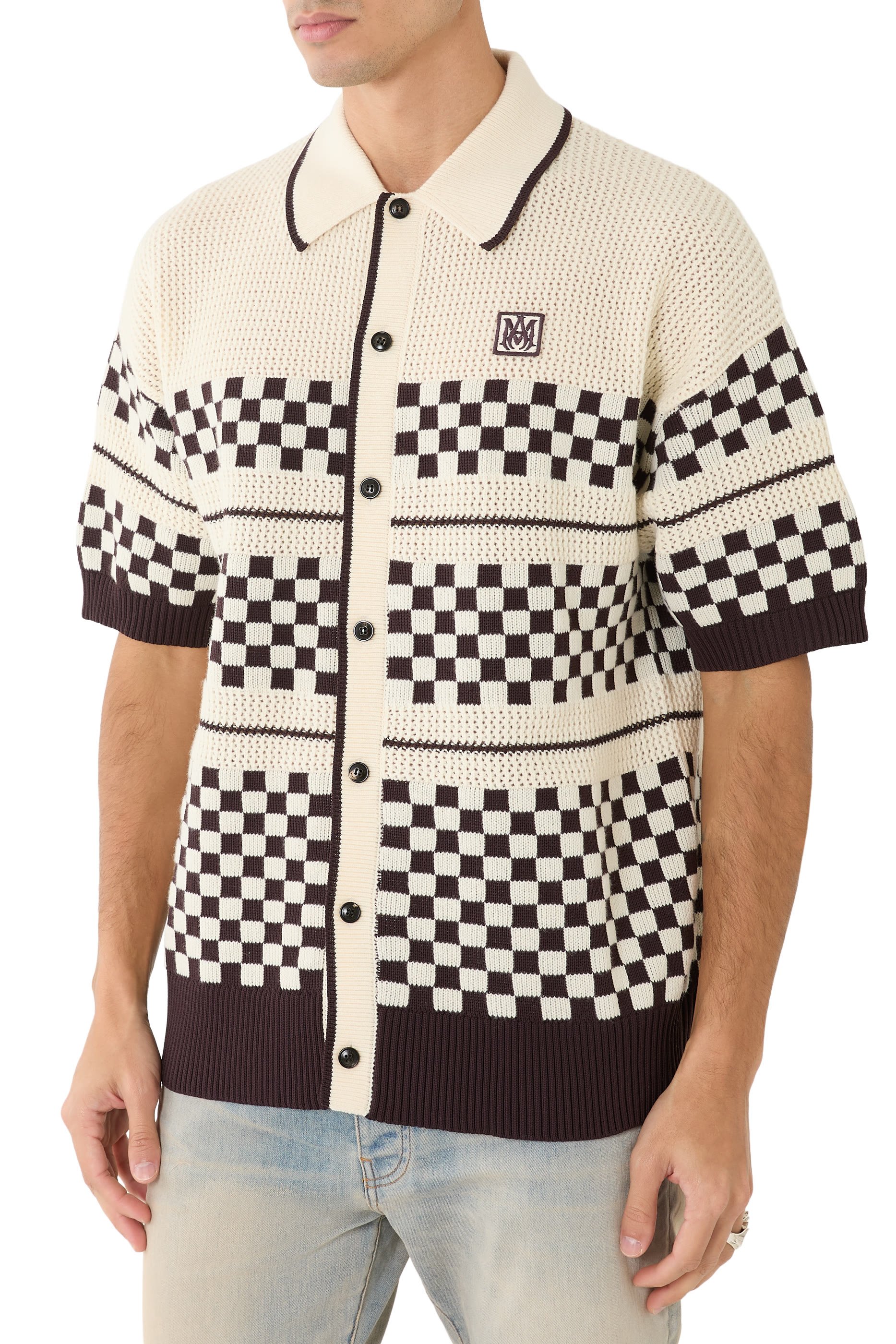 Checkered Mesh Wool Shirt 