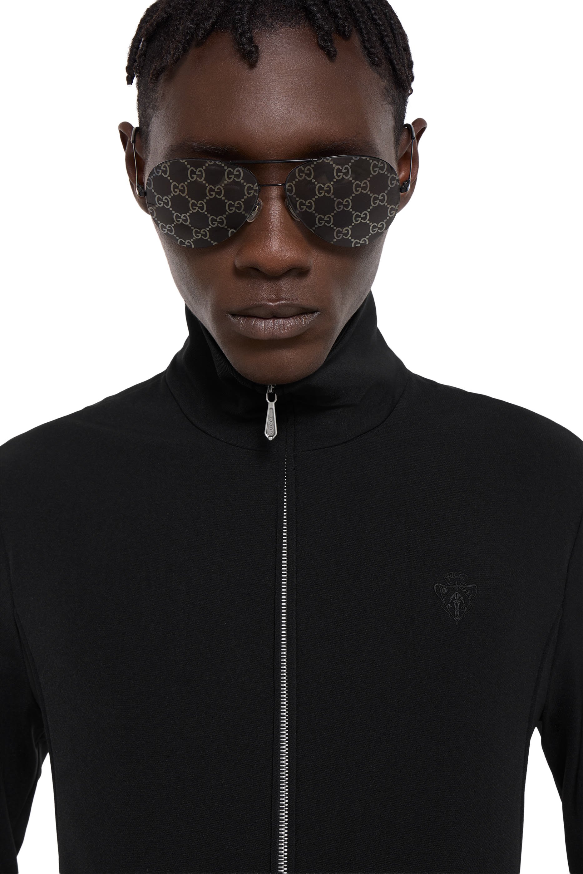 Crest Embroidery Zip Jacket