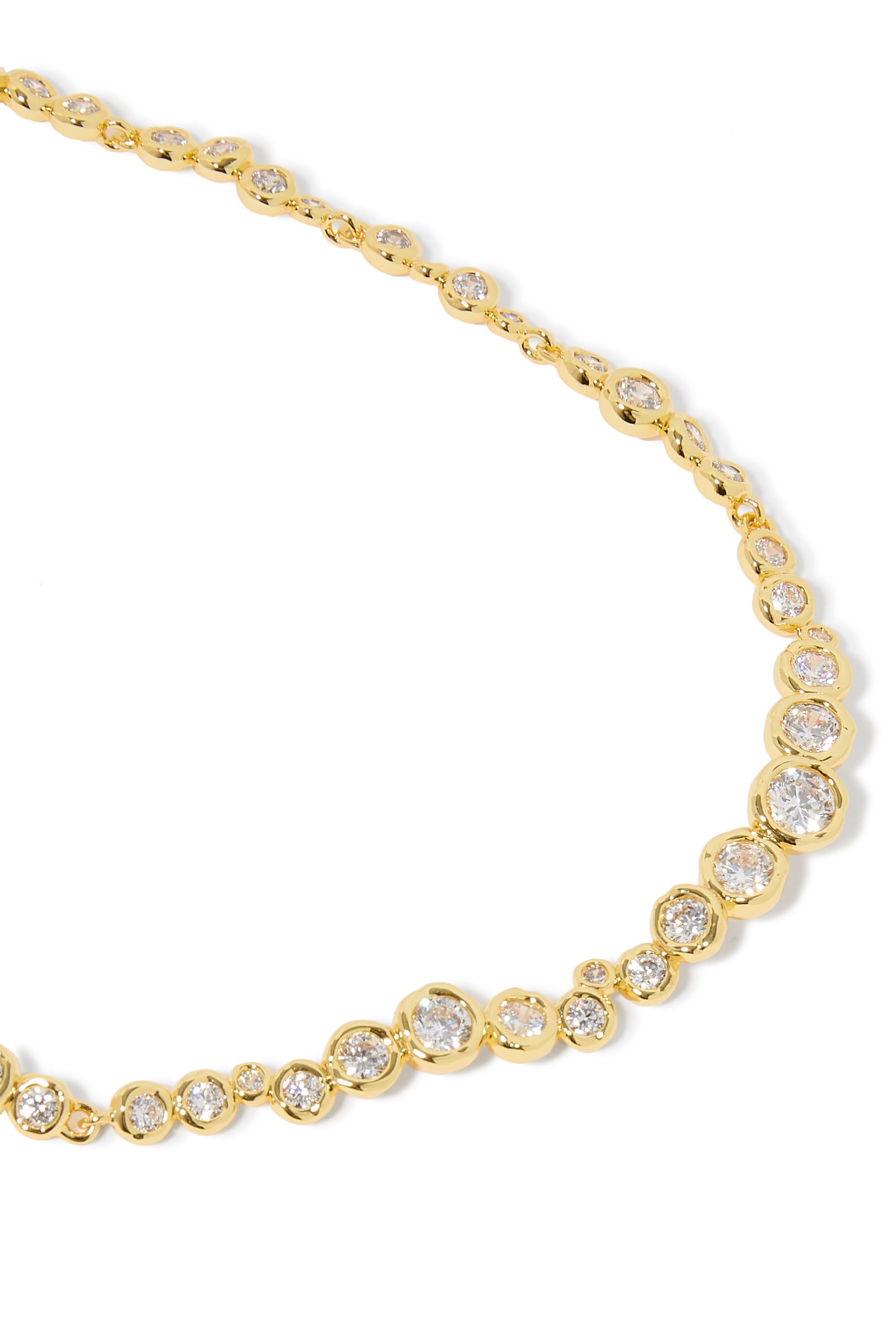 Asterales Riviera Necklace, 14k Gold Plated Brass & Cubic Zirconia
