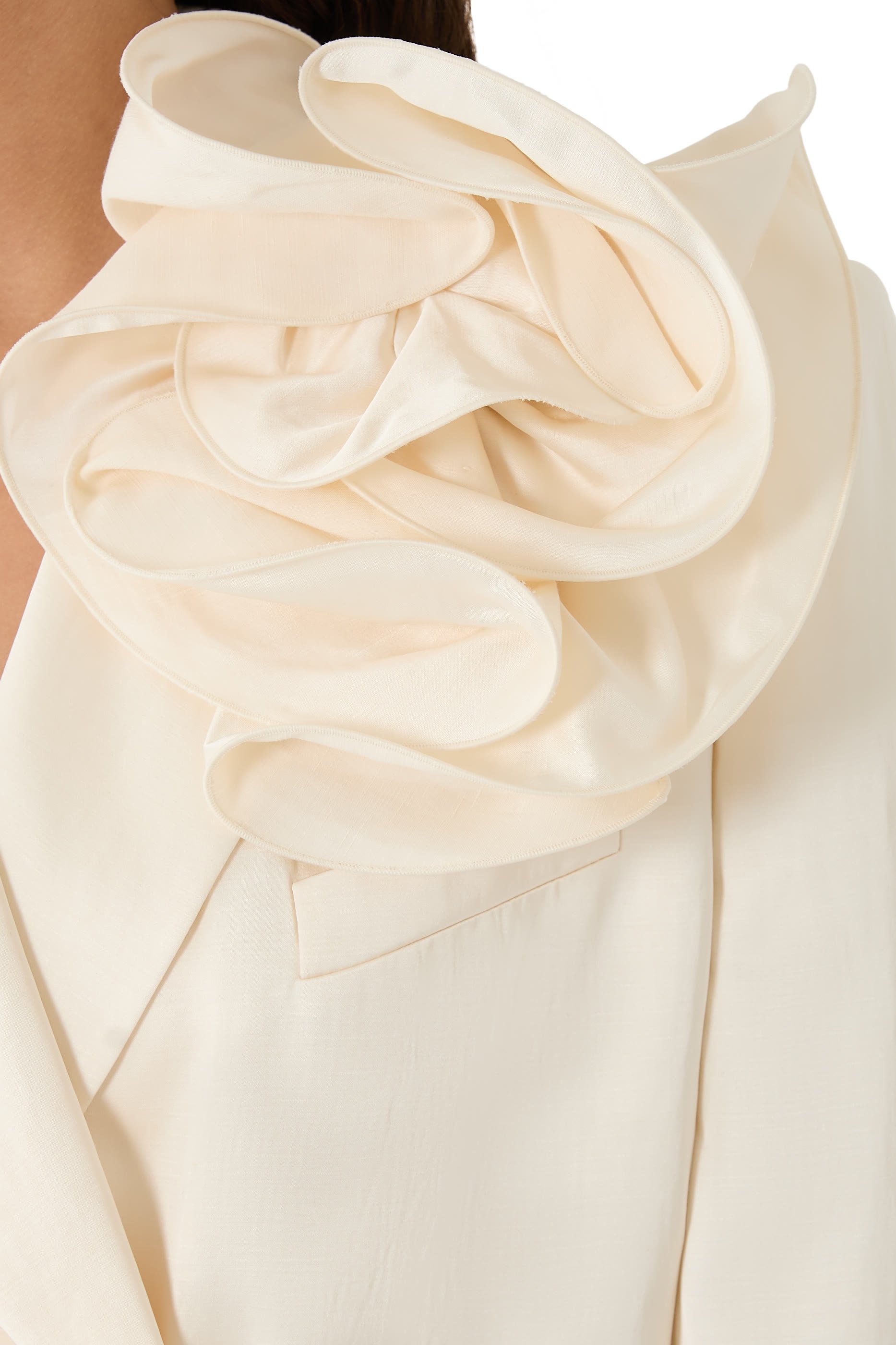 Double-Breasted Flower Appliqué Coat 