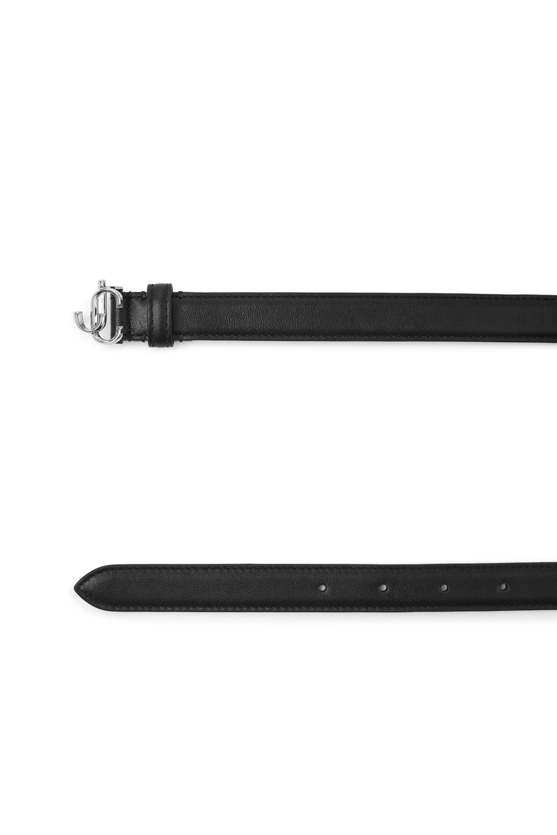 Black Smooth Leather Mini Belt