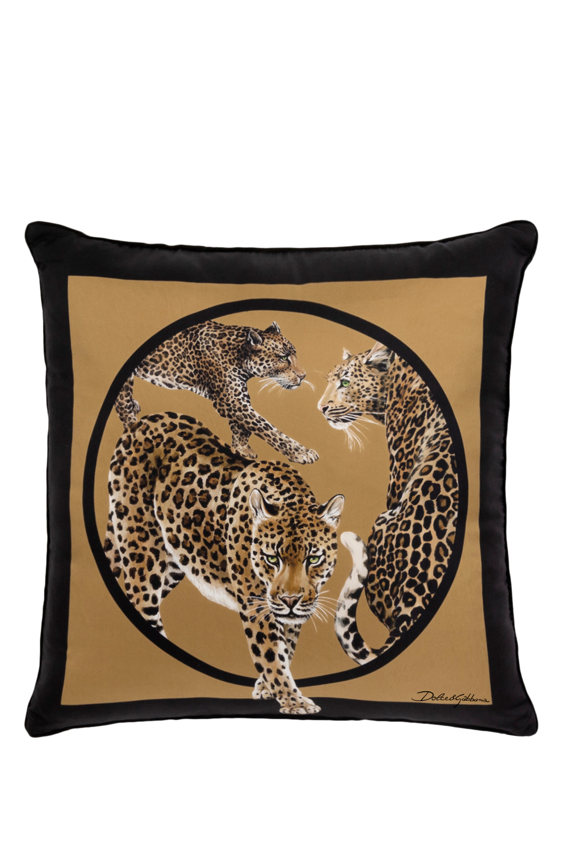 Three Leopardi Silk Twill Cushion Small