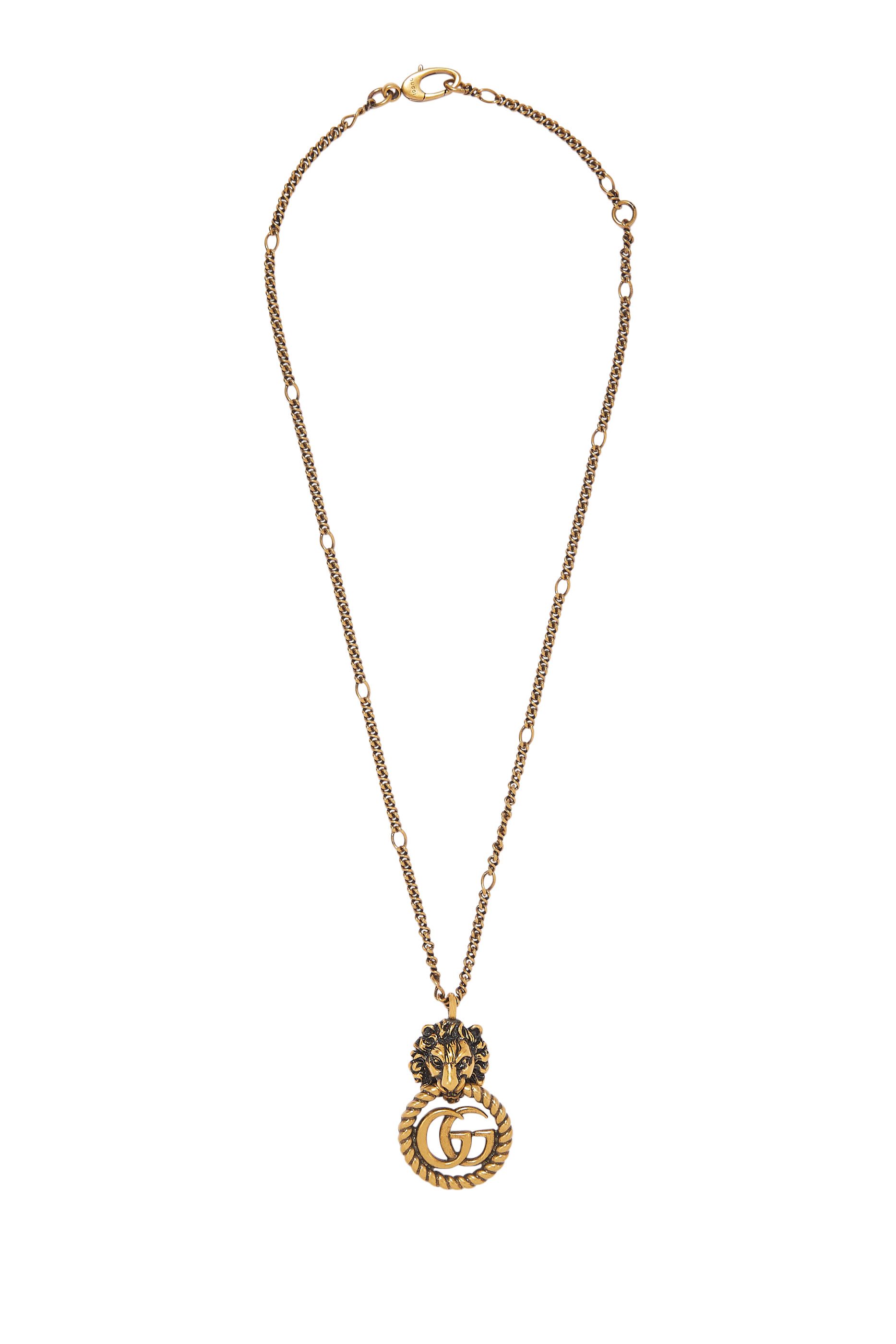 Lion Head Necklace With Double G