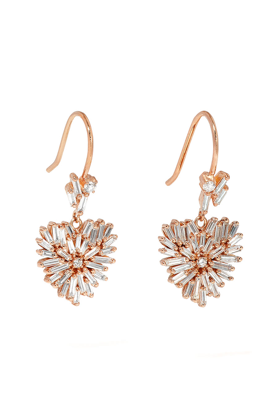 Fireworks Heart Dropper Diamond Earrings
