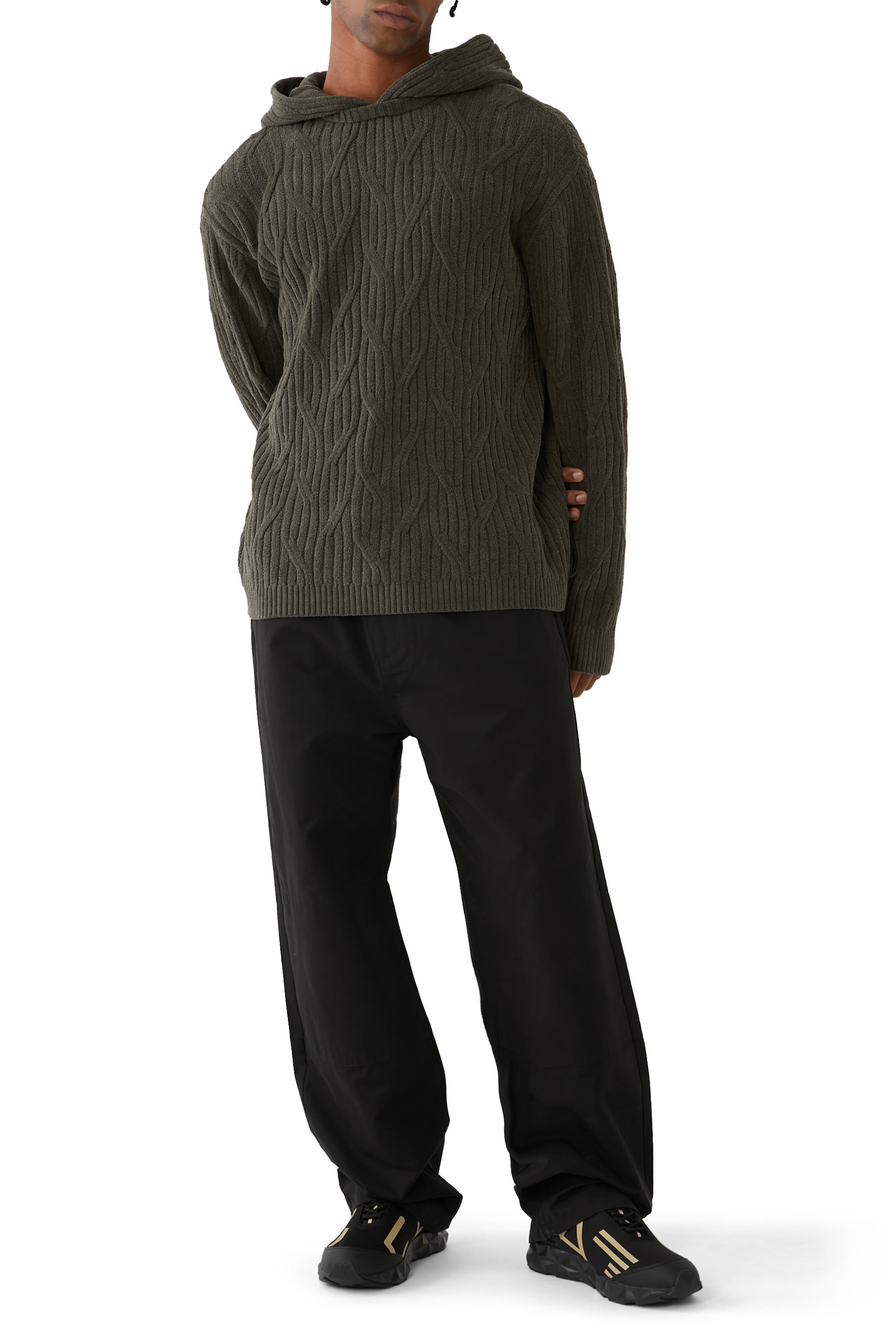 Cable-Knit Hooded Jumper