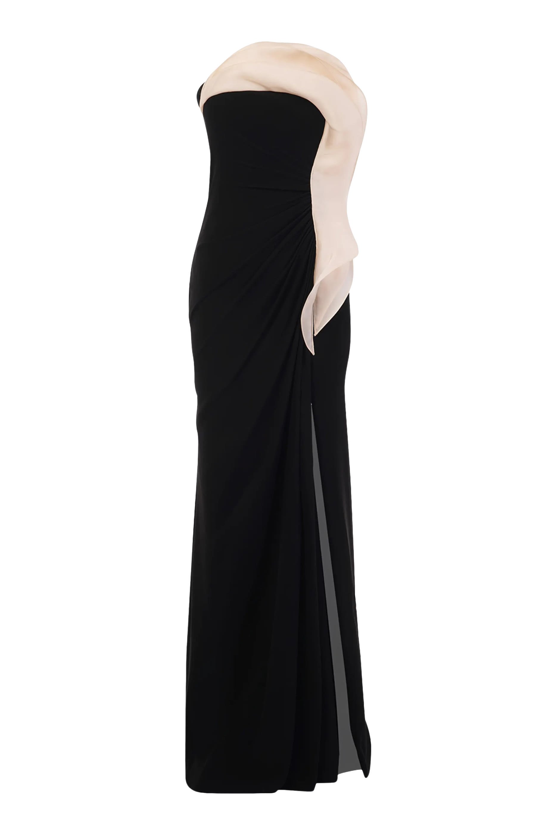 Monochromatic Ruffle Drape Gown