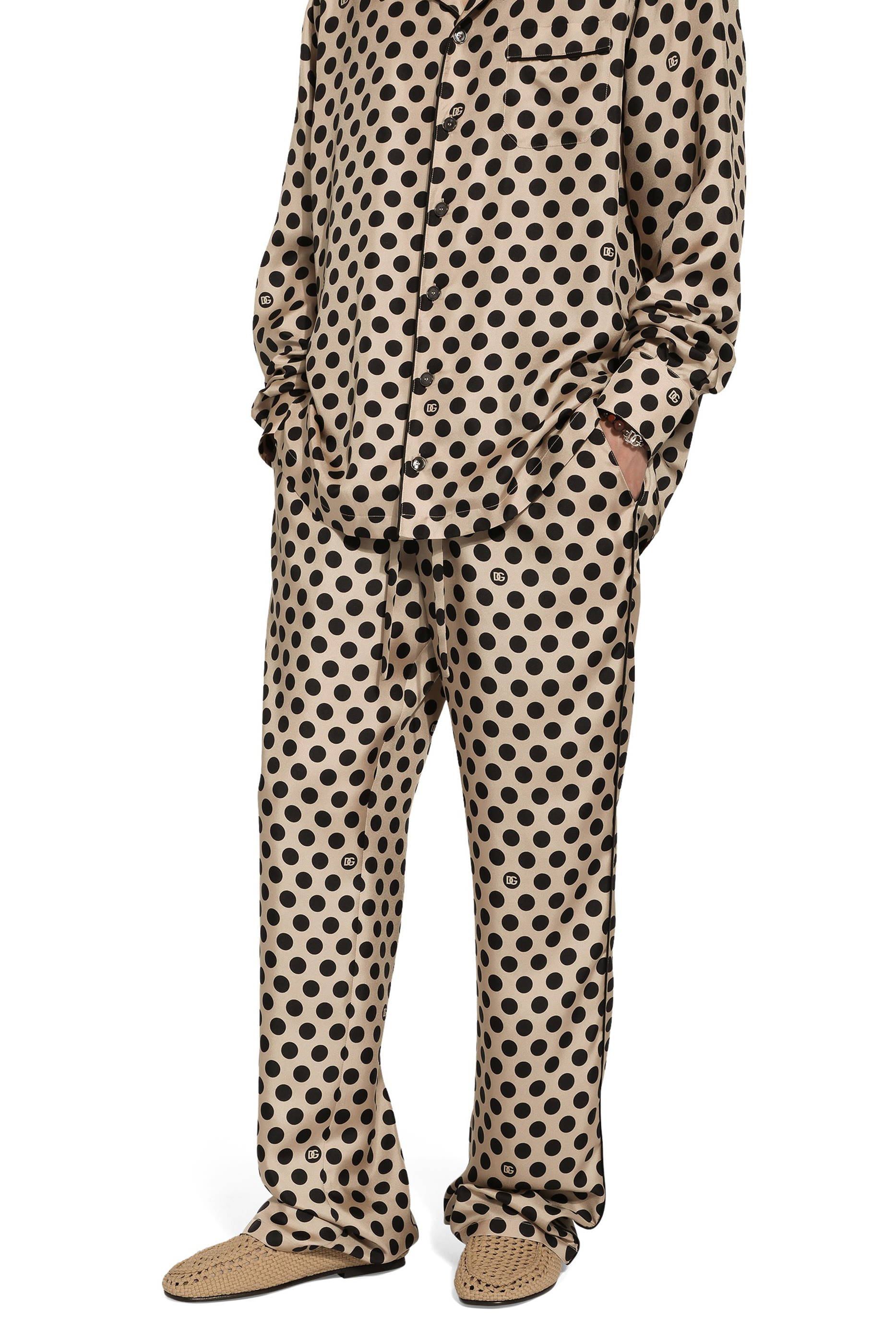 Polka-Dot Print and DG Logo Silk Jogging Pants