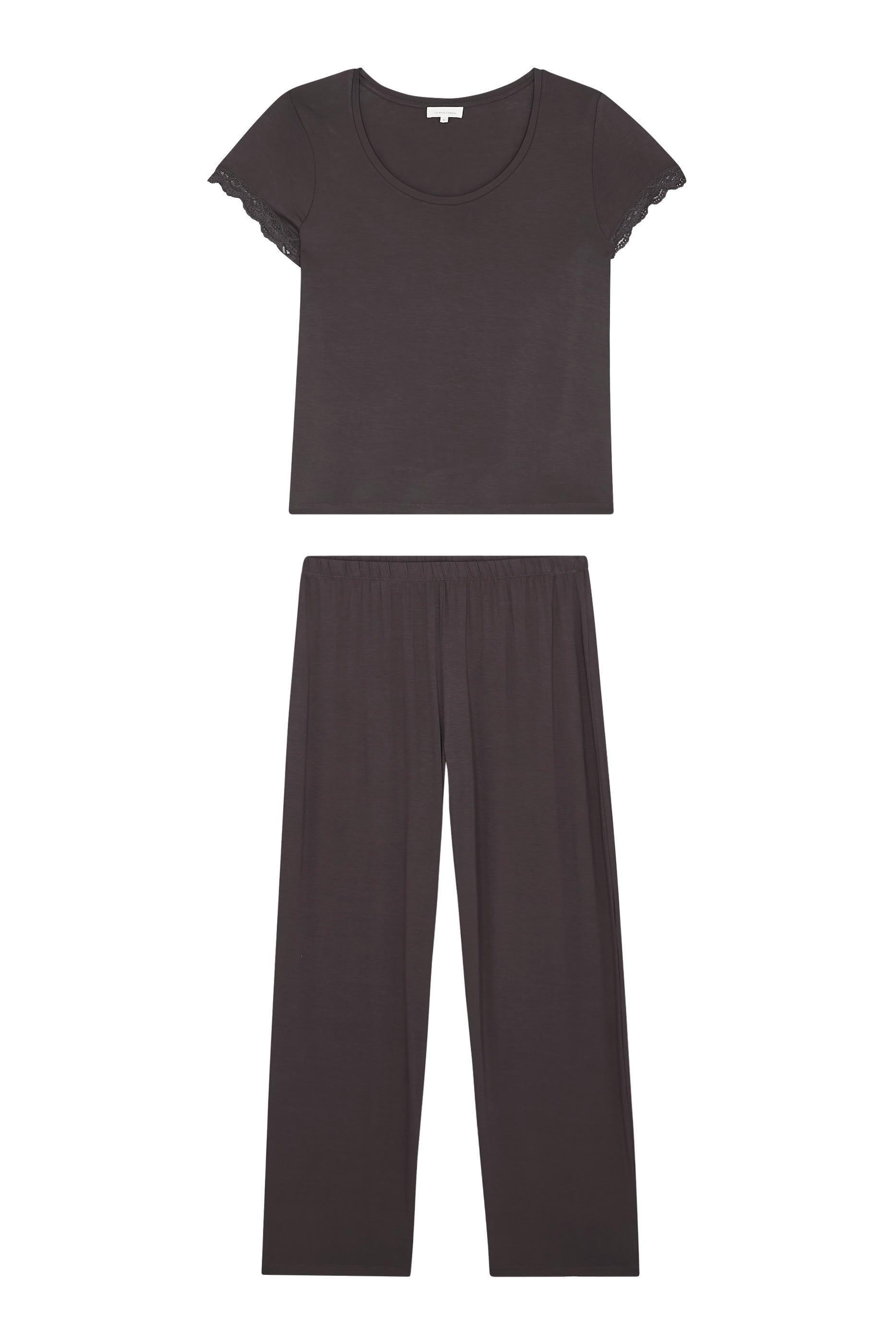 Jersey Scoop Neck Lace Trim Pajama Set