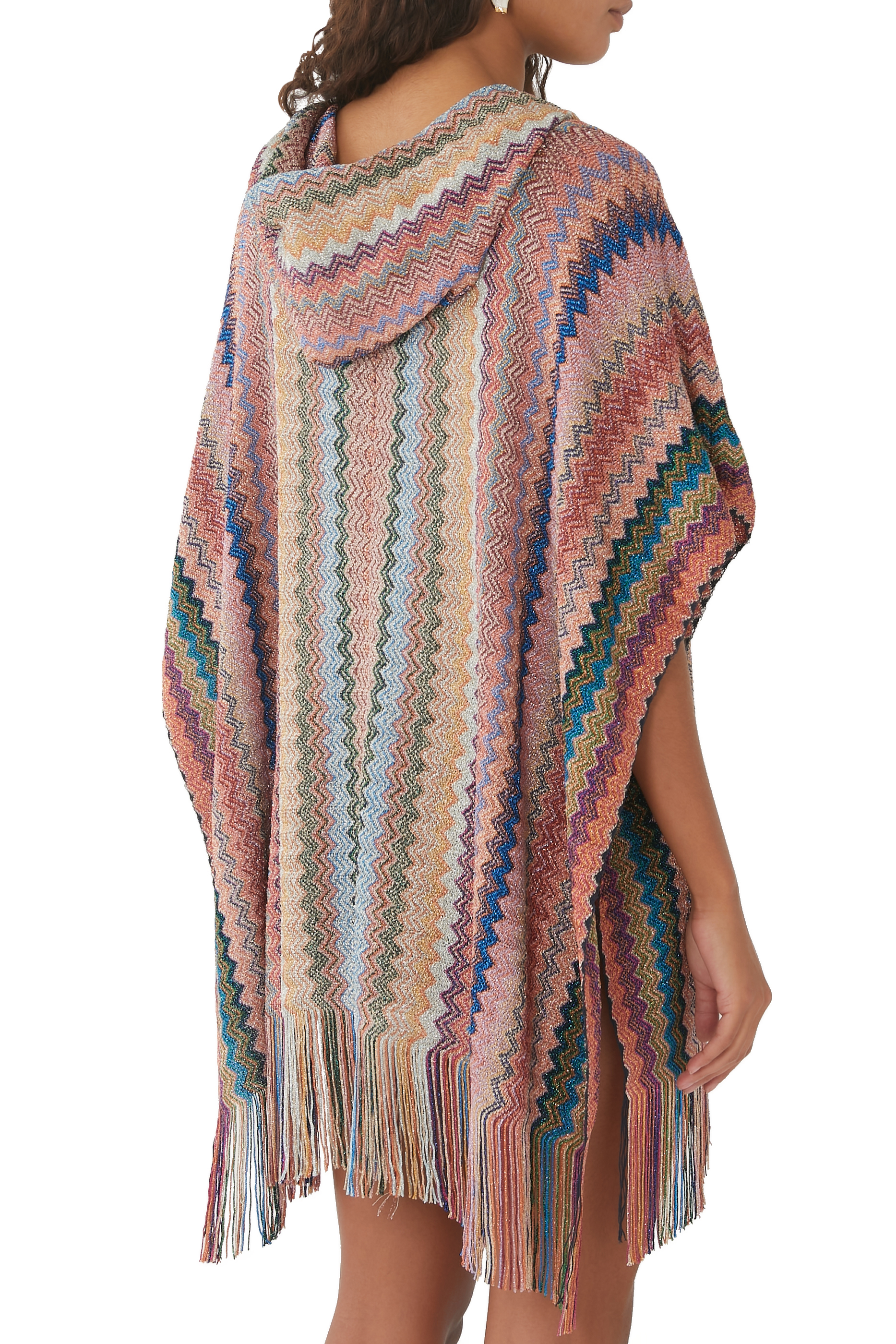 Hooded Zig Zag Knitted Kaftan