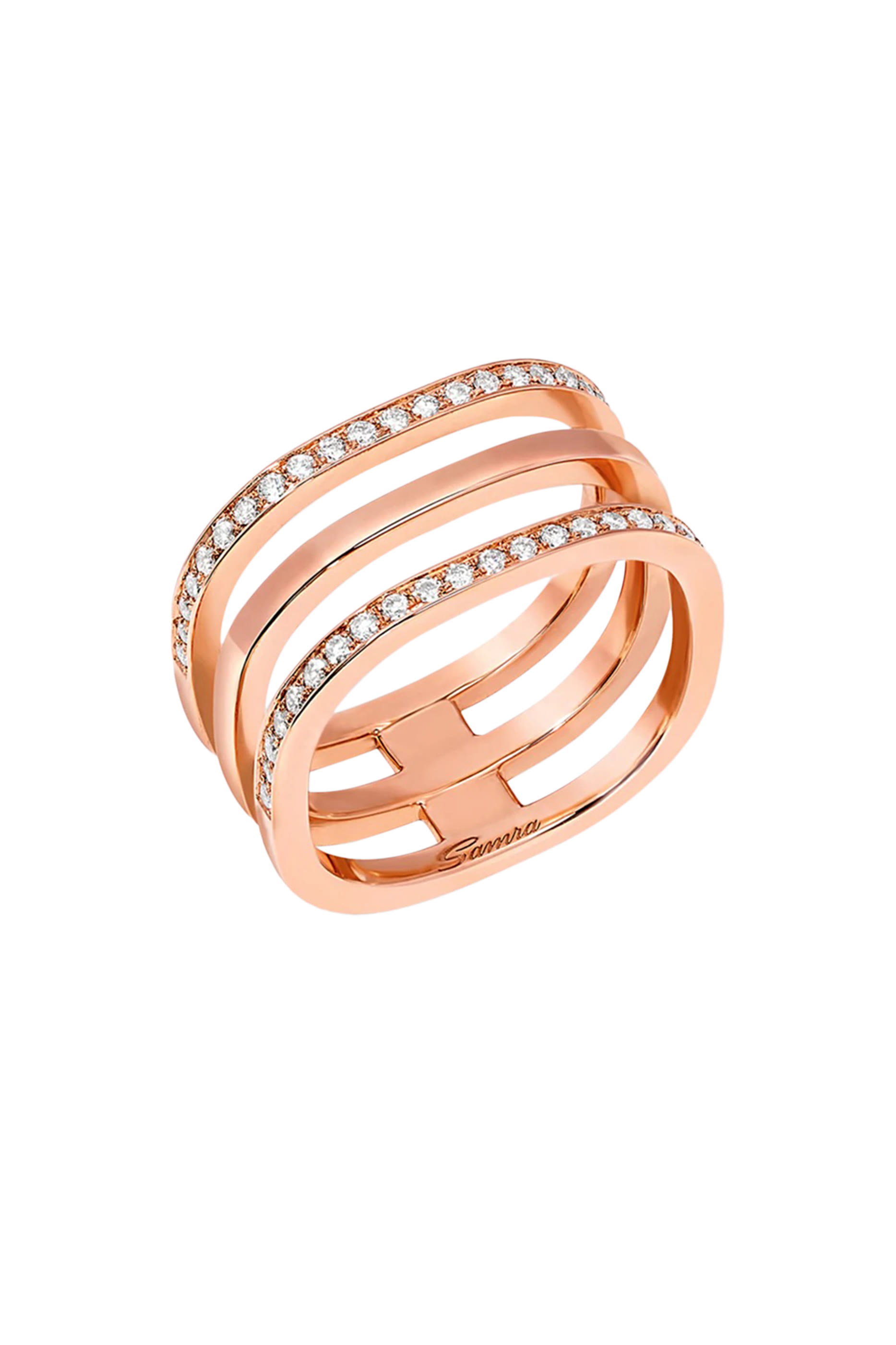 Wid Triple Ring, 18k Pink Gold & Diamonds
