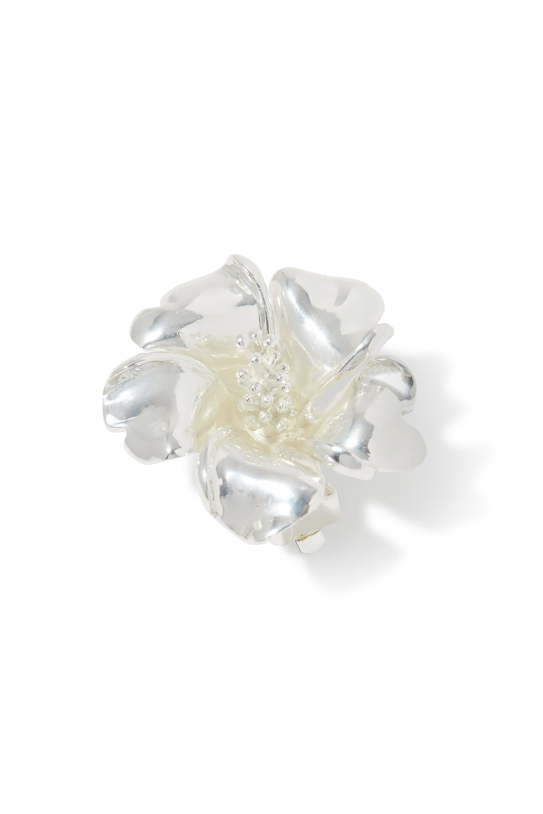 Hibiscus Earrings, Silver-Plated Brass