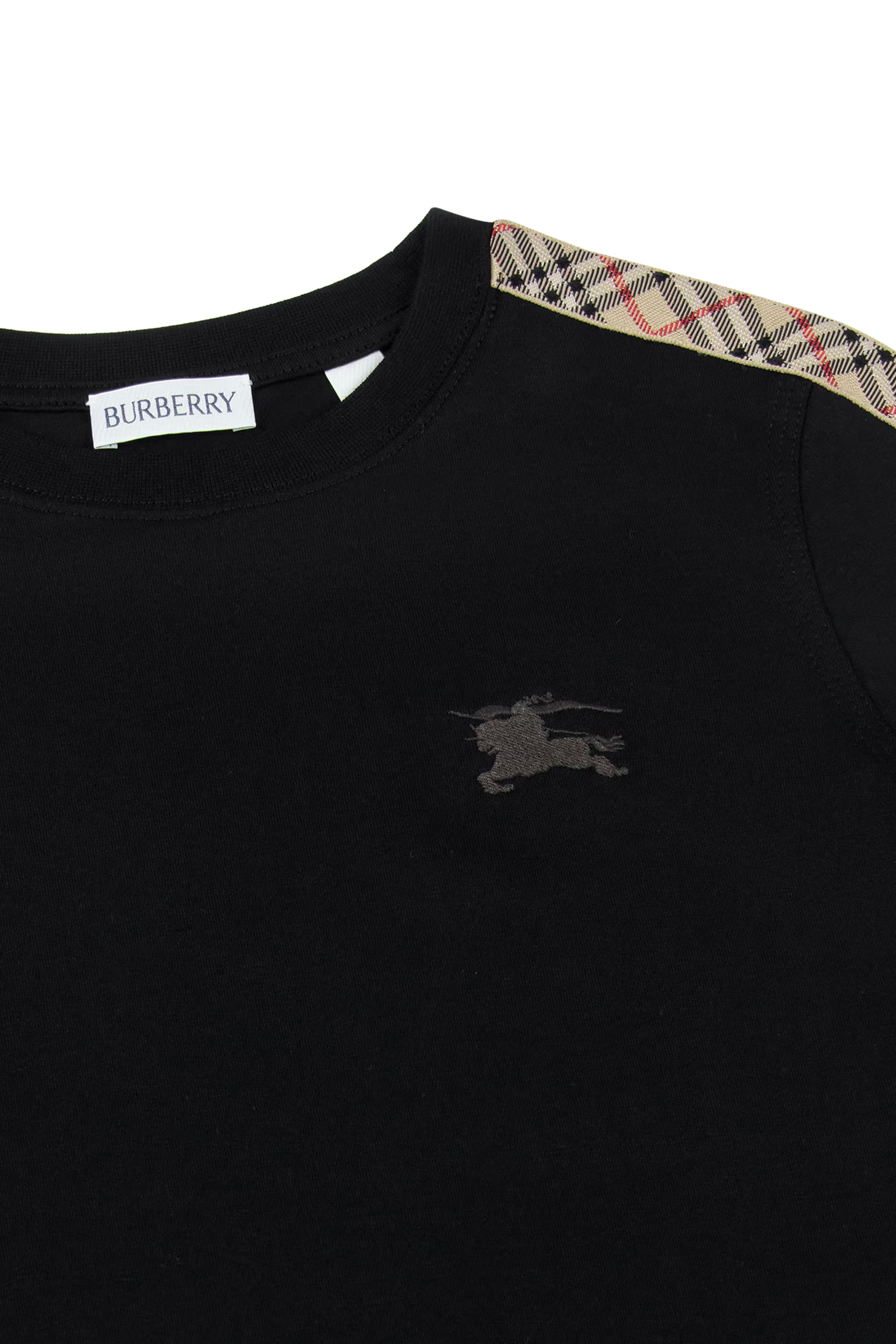 Kids Check Trim Cotton T-Shirt 