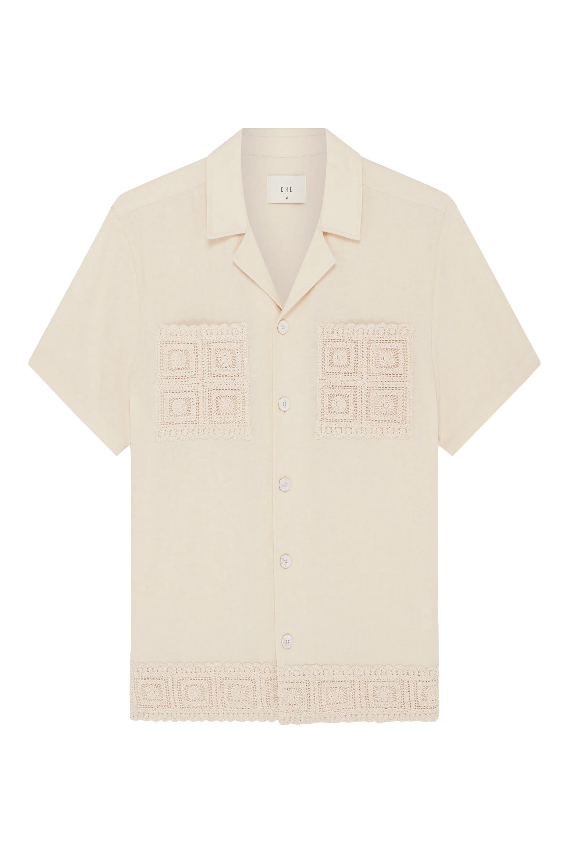 Inigo Linen Blend Crochet Detail Shirt