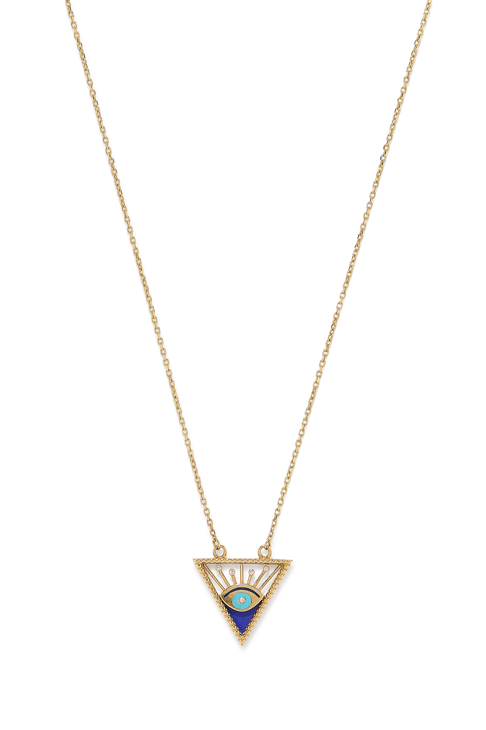 Triangle Eye Pendant, 18k Yellow Gold & Diamonds