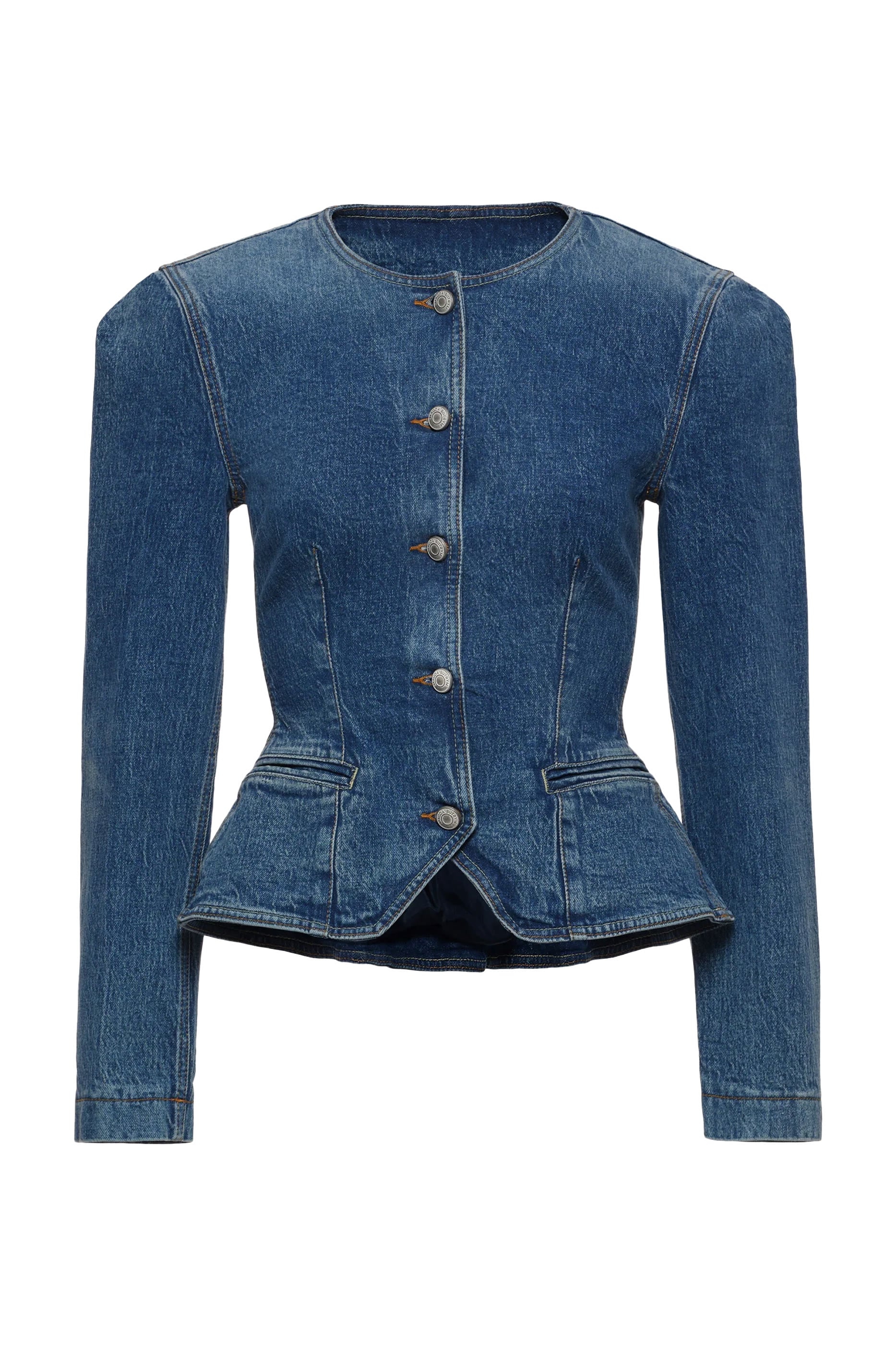 Fitted Denim Peplum Jacket
