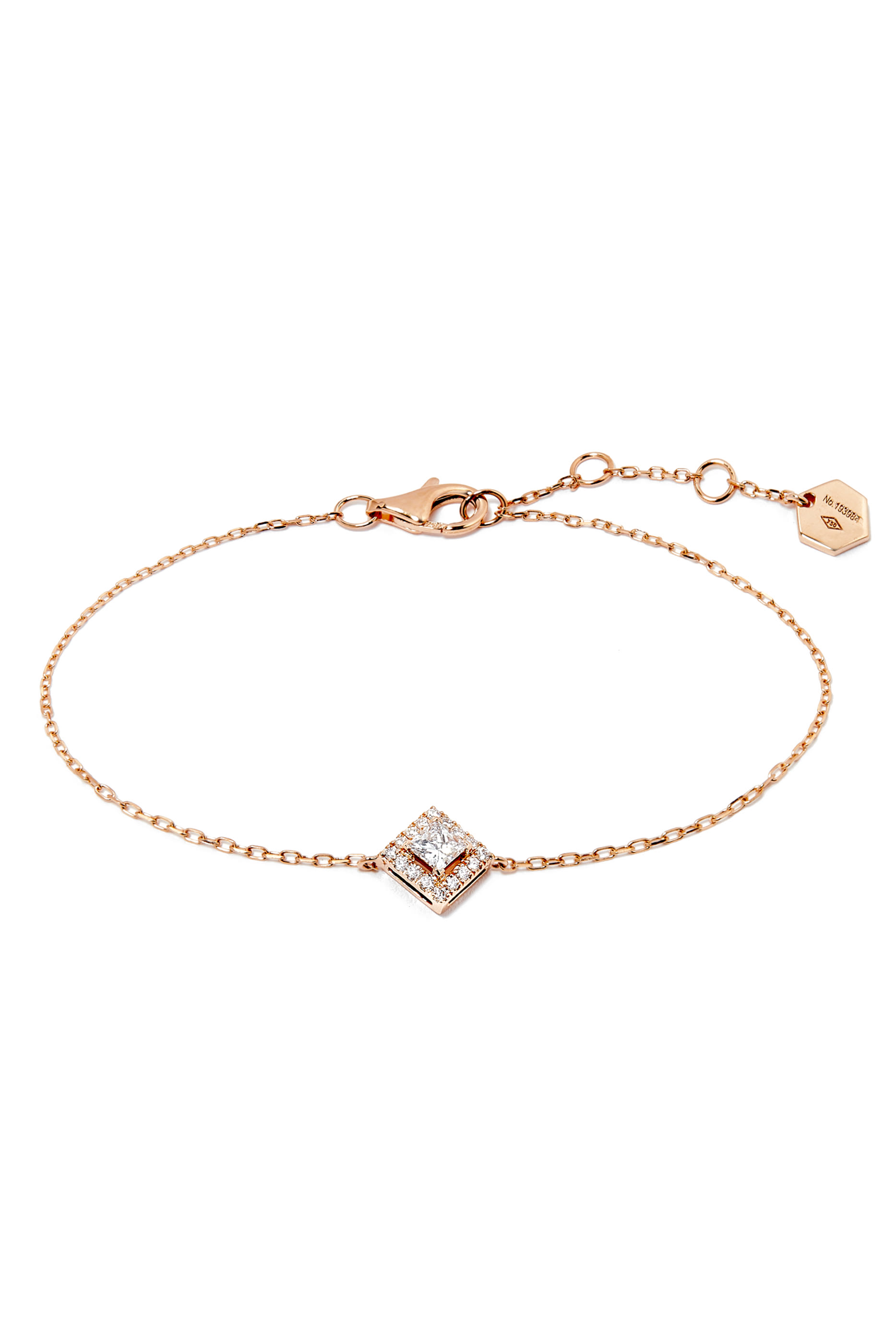 Rock Square Diamond Chain Bracelet in 18kt Rose Gold