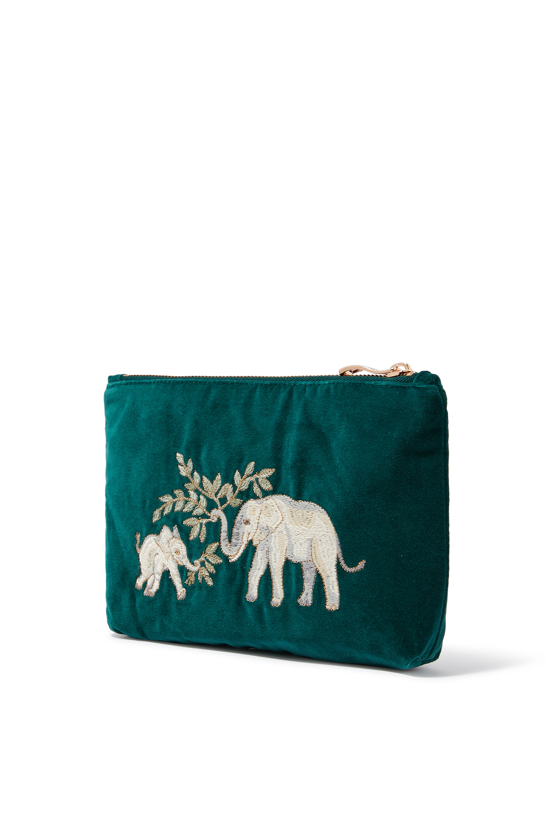 Elephant Herd Velvet Mini Pouch