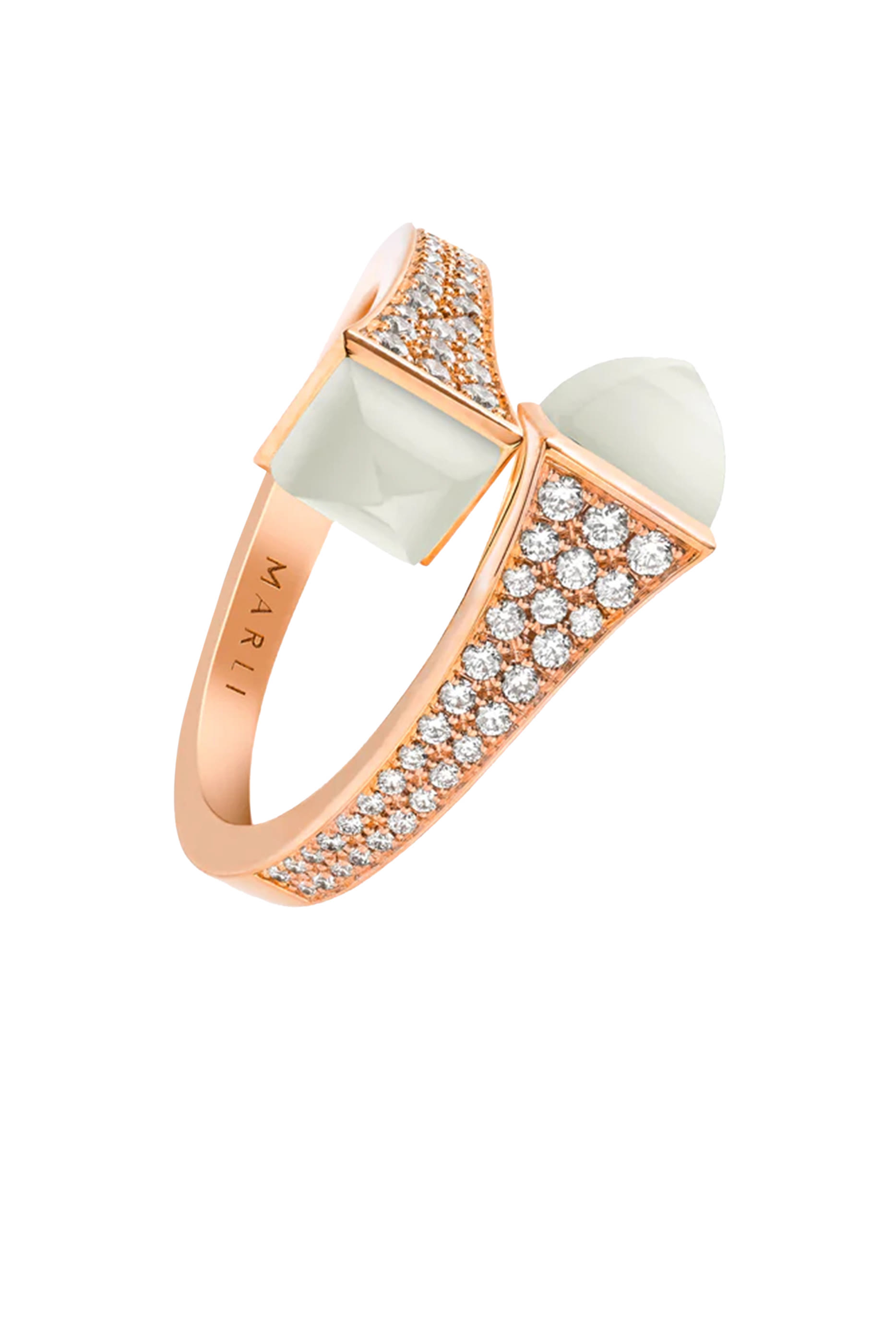 Cleo Diamond Midi Ring, 18k Pink Gold with Moonstone & Diamonds