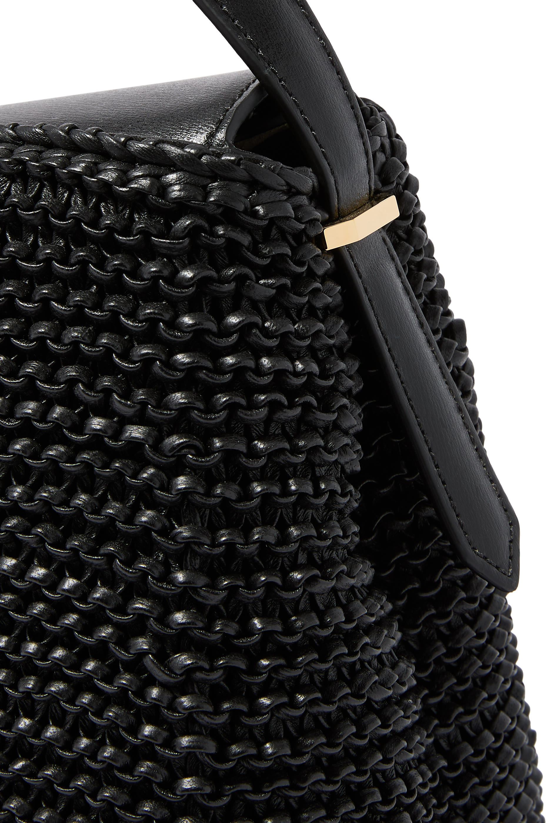  T-Lock Woven-Leather Top Handle Bag 