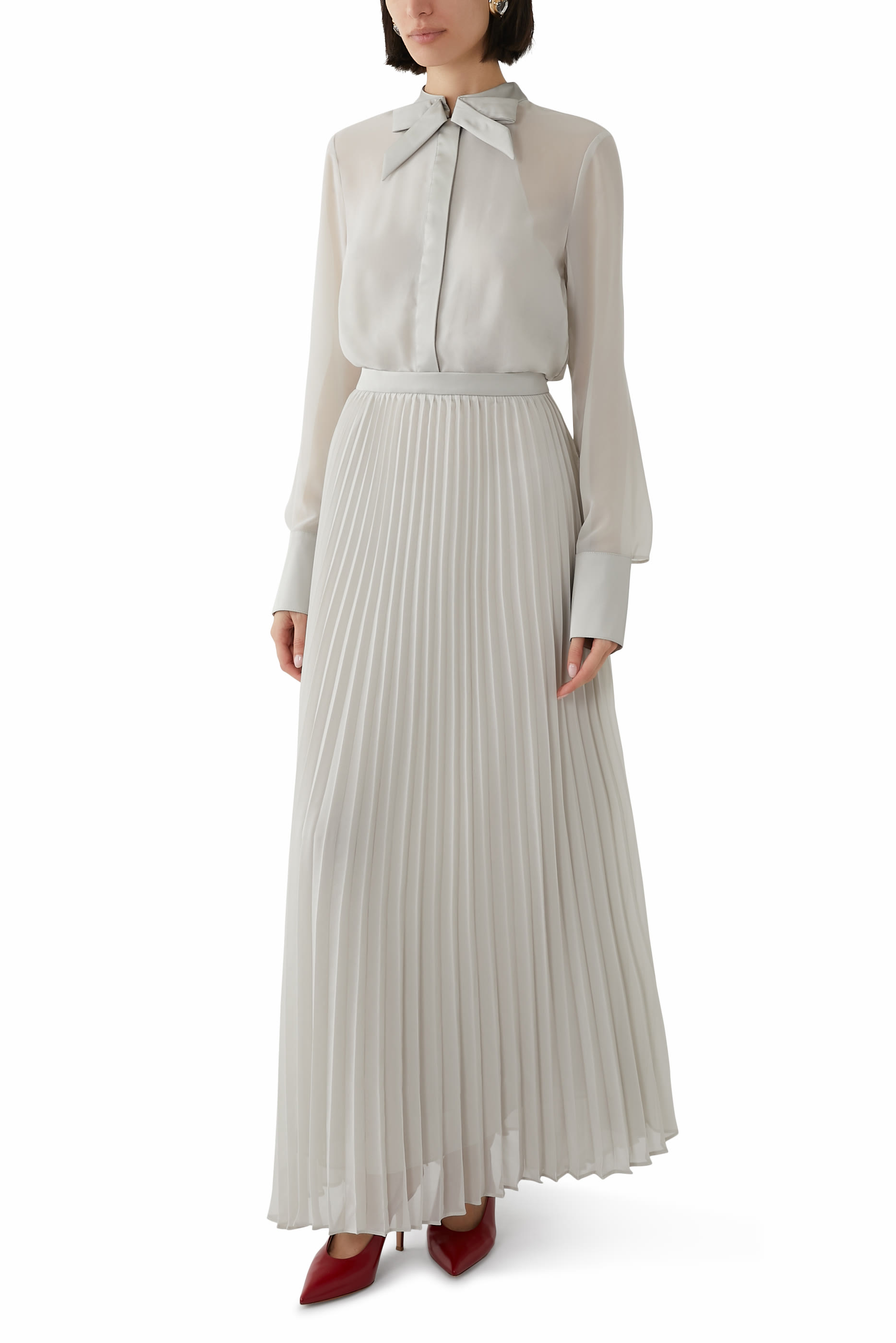 Technical Georgette Two-Piece Effect Long Dress