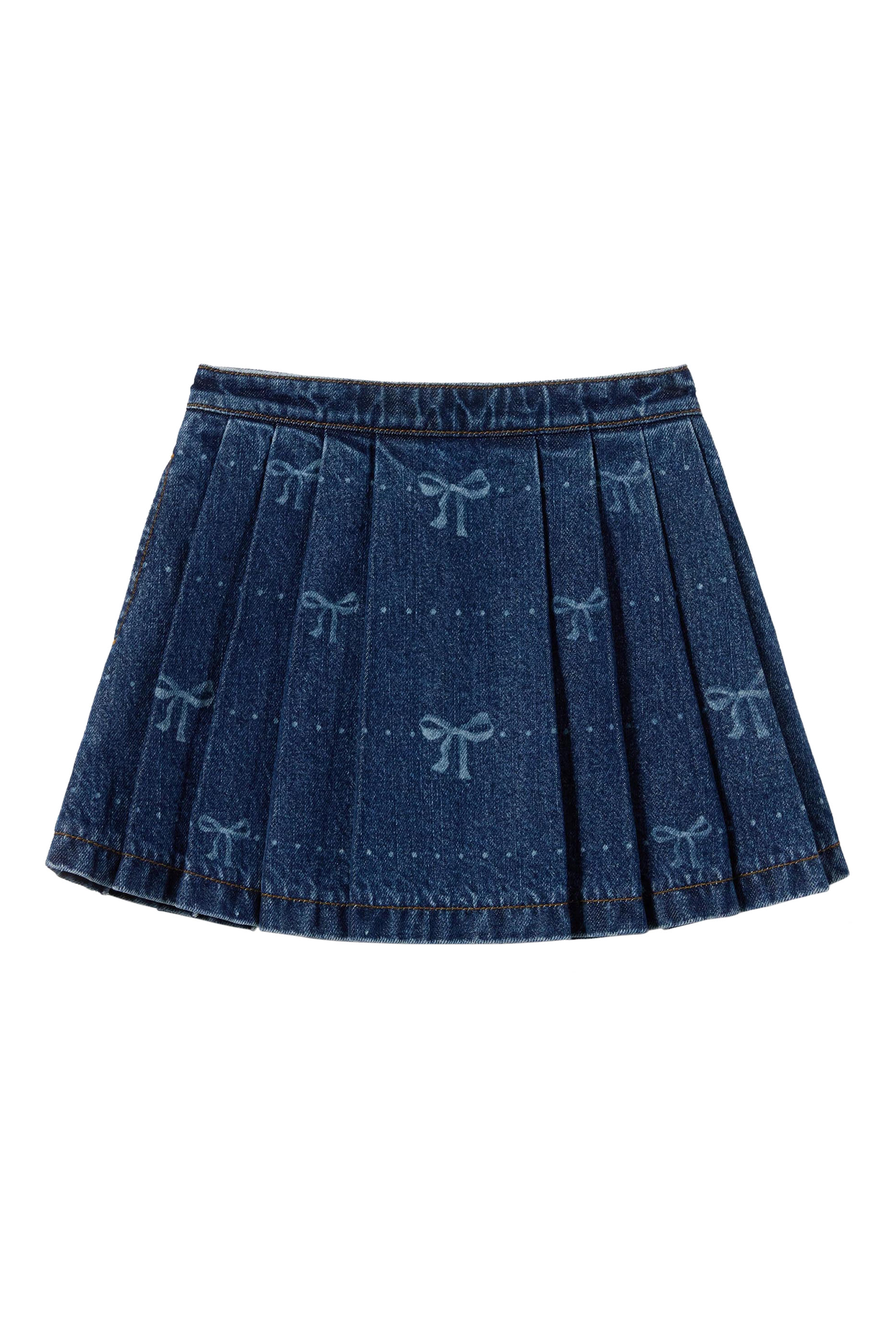 Kids Denim Bow Print Skirt