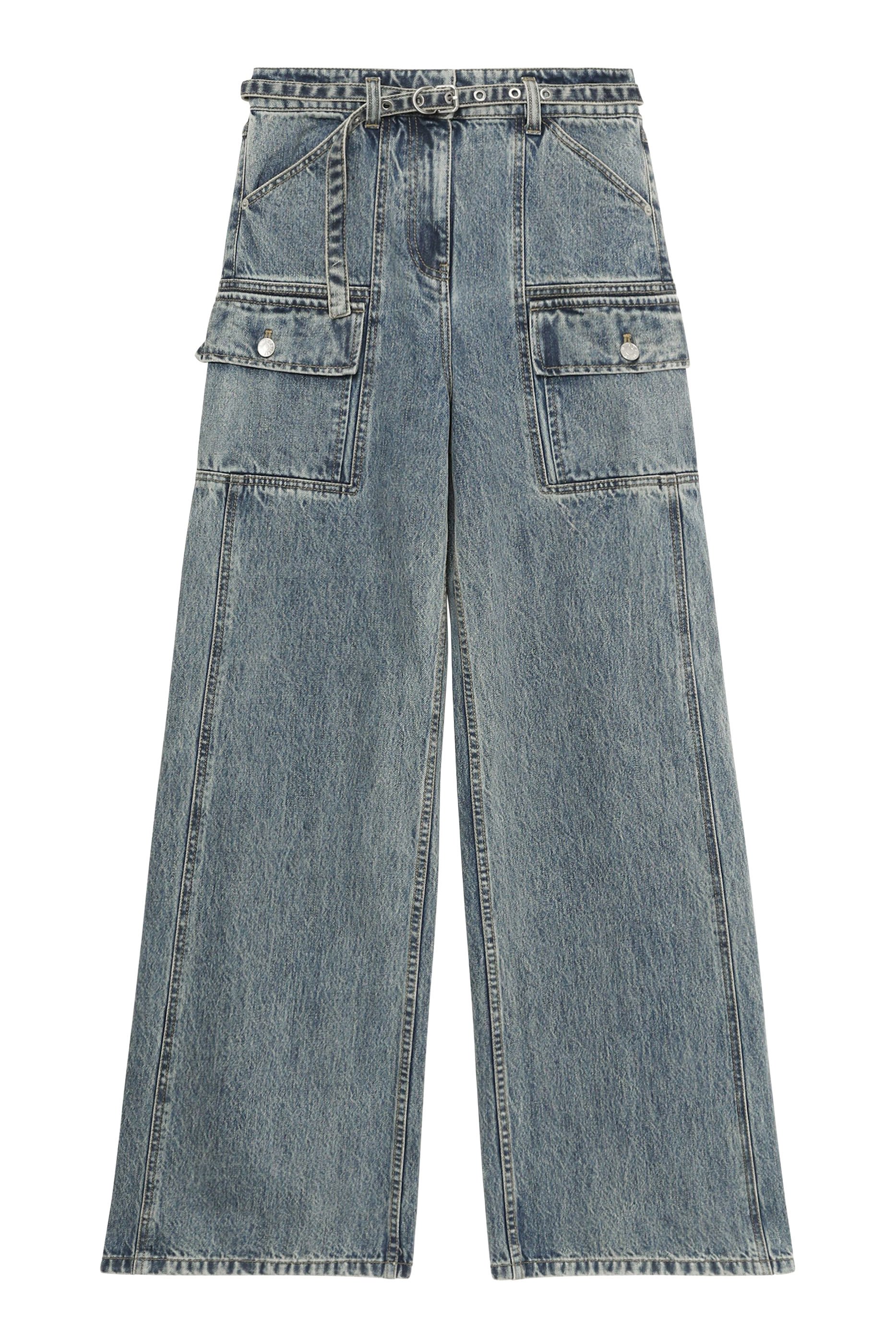 Cargo Wide Leg Belted Jeans