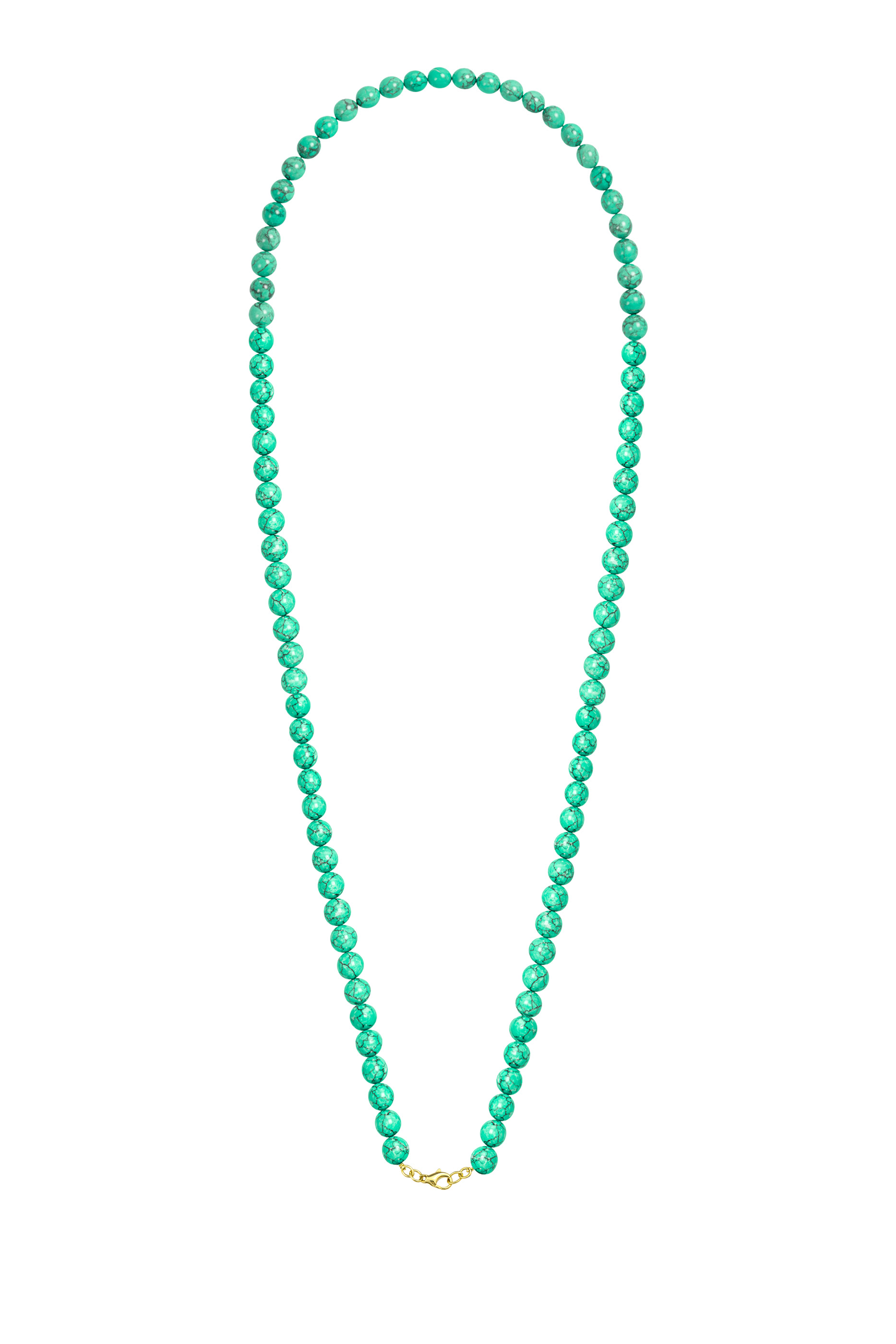  Turquoise Beaded Necklace, 18K Yellow Gold