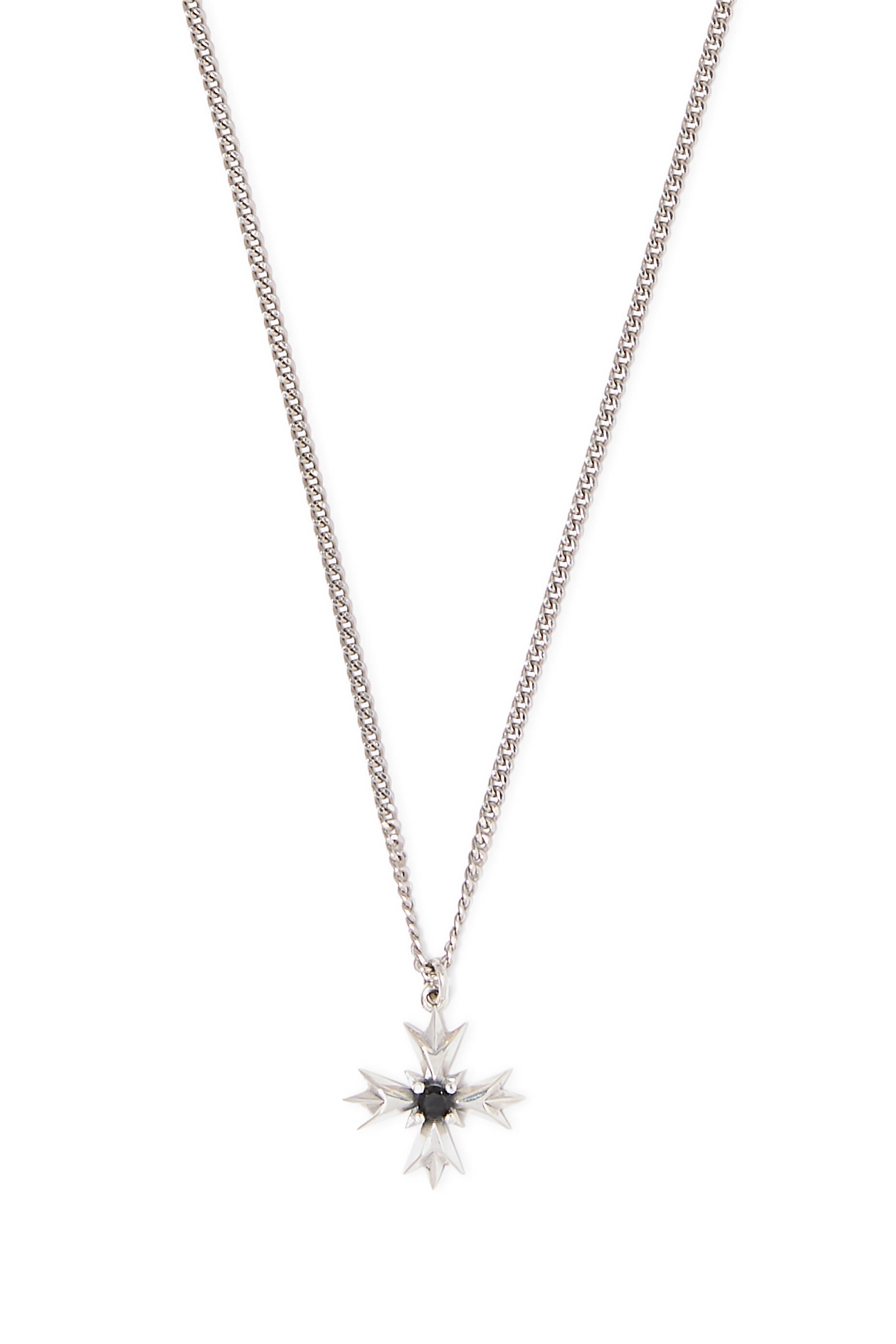 Crest and Crystal Necklace, Sterling Silver & Zirconia Stone