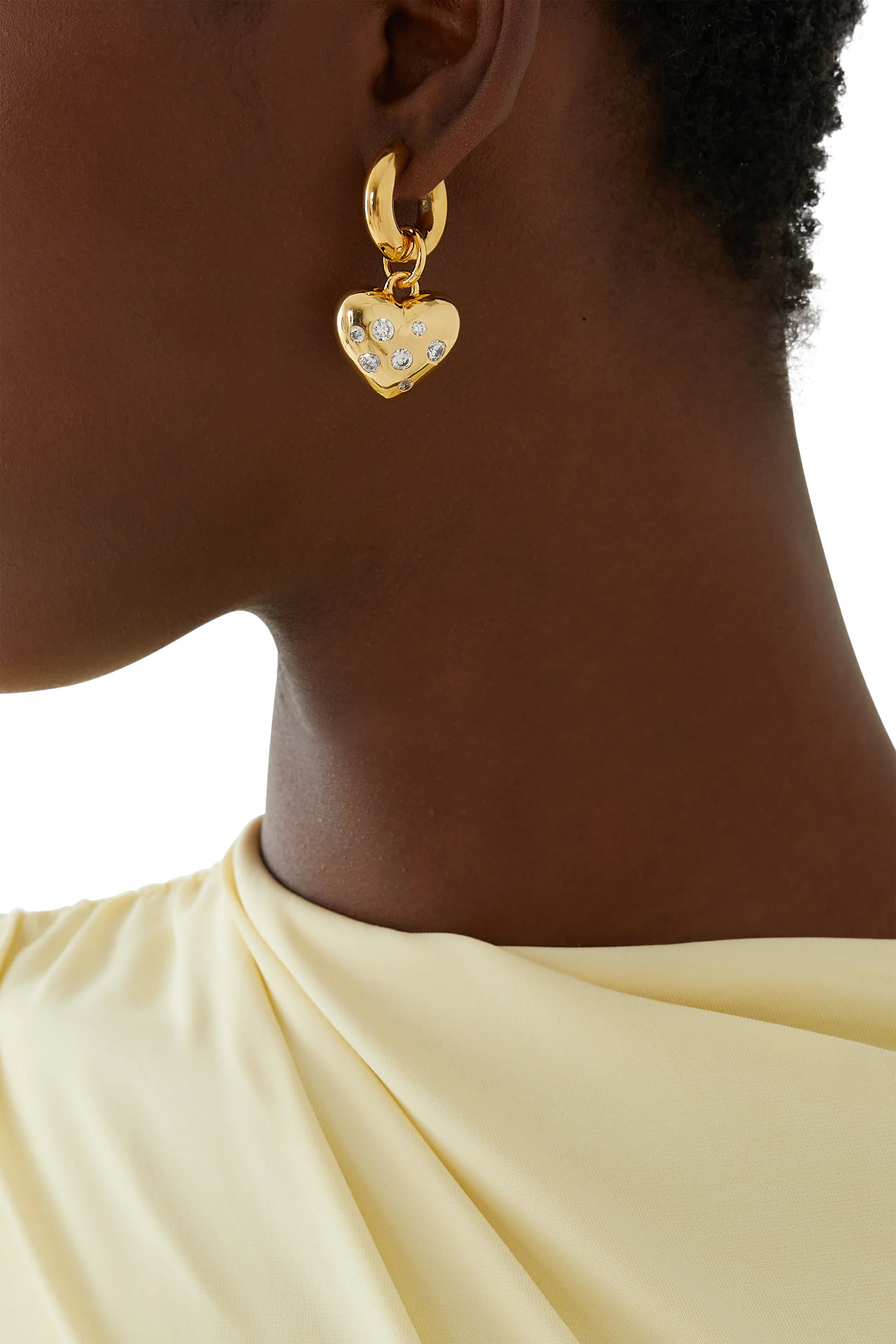 Heart and Pearl Earrings, 24k Gold Plated Brass, Freshwater Pearls & Crystals