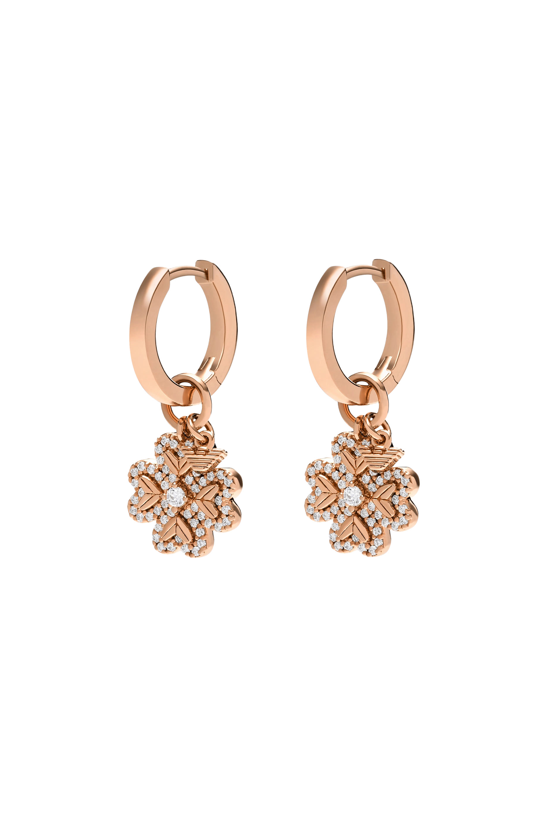 Hoop Earrings, Rose Gold-Tone Sterling Silver & Cubic Zirconia