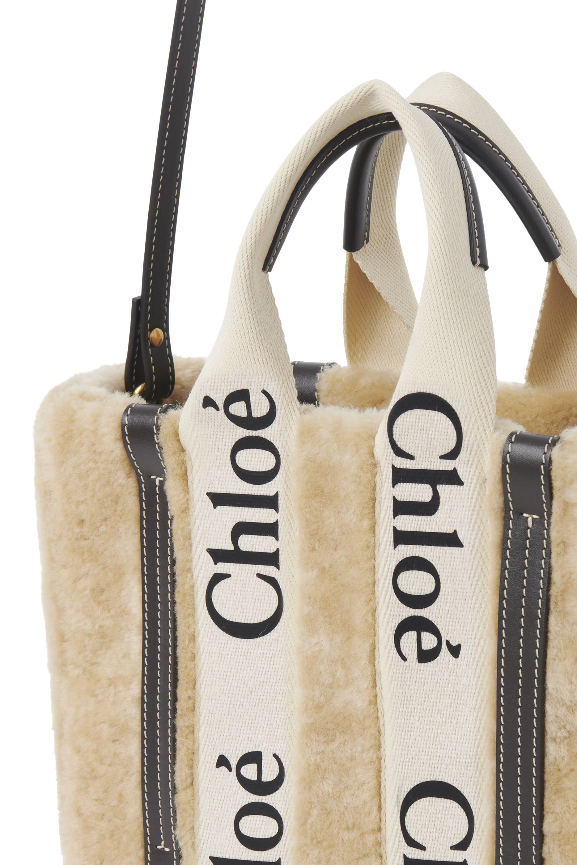 Small Woody Shearling Tote Bag