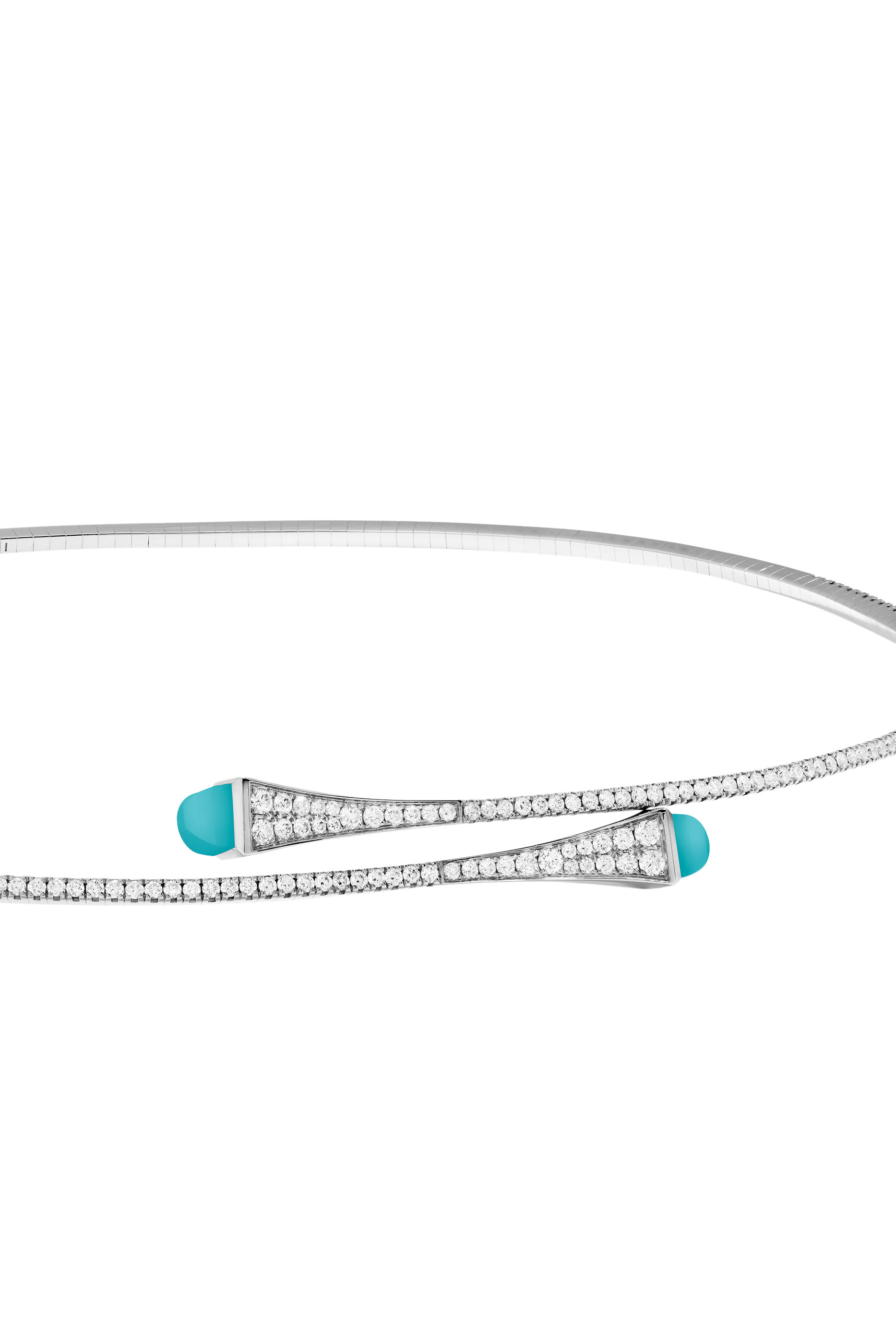 Cleo Slim Choker, 18k White Gold, Turquoise & Diamond