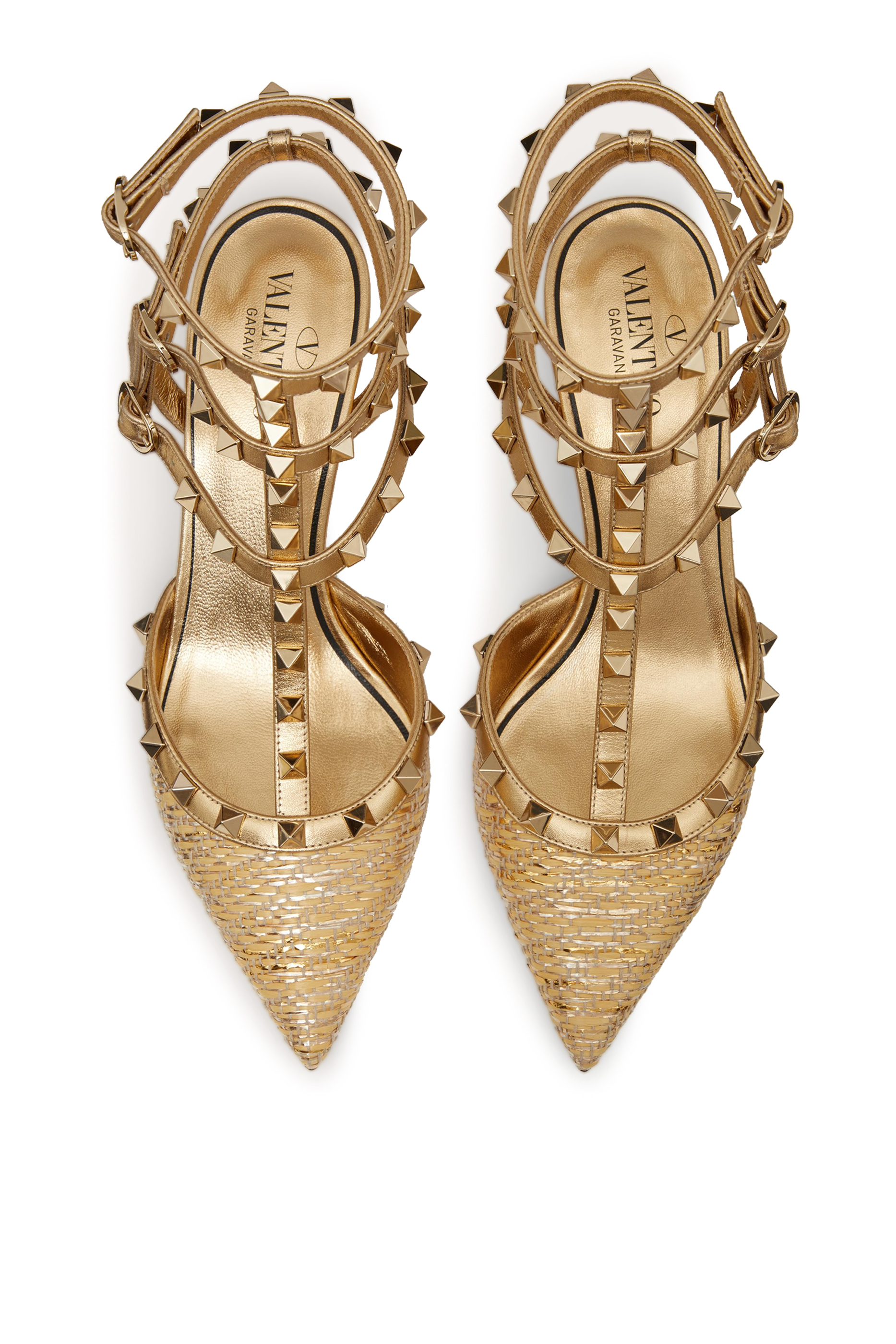 Valentino Garavani Rockstud 100 Raffia Pumps