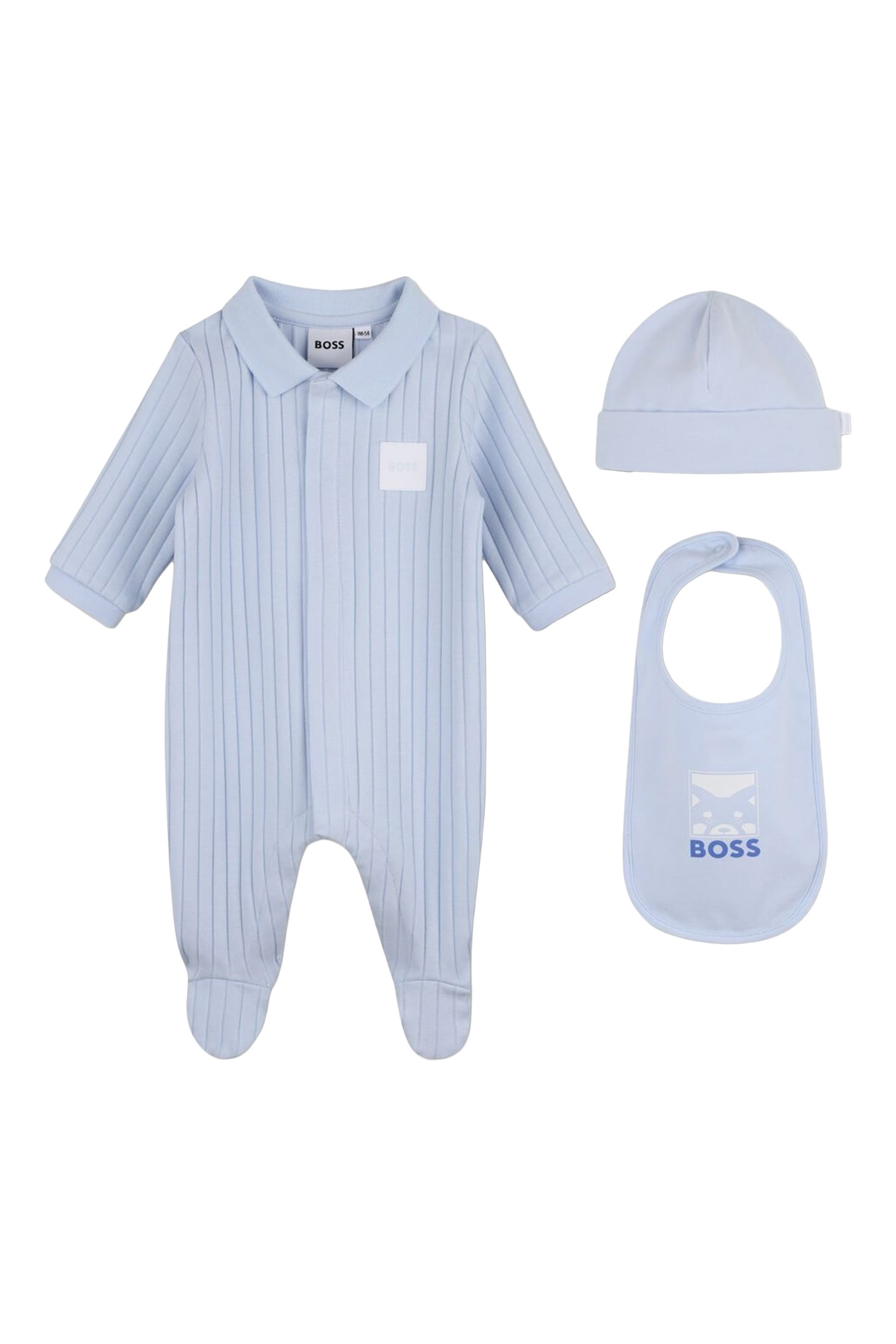 Kids  Cotton Jumpsuit, Bib & Hat Set