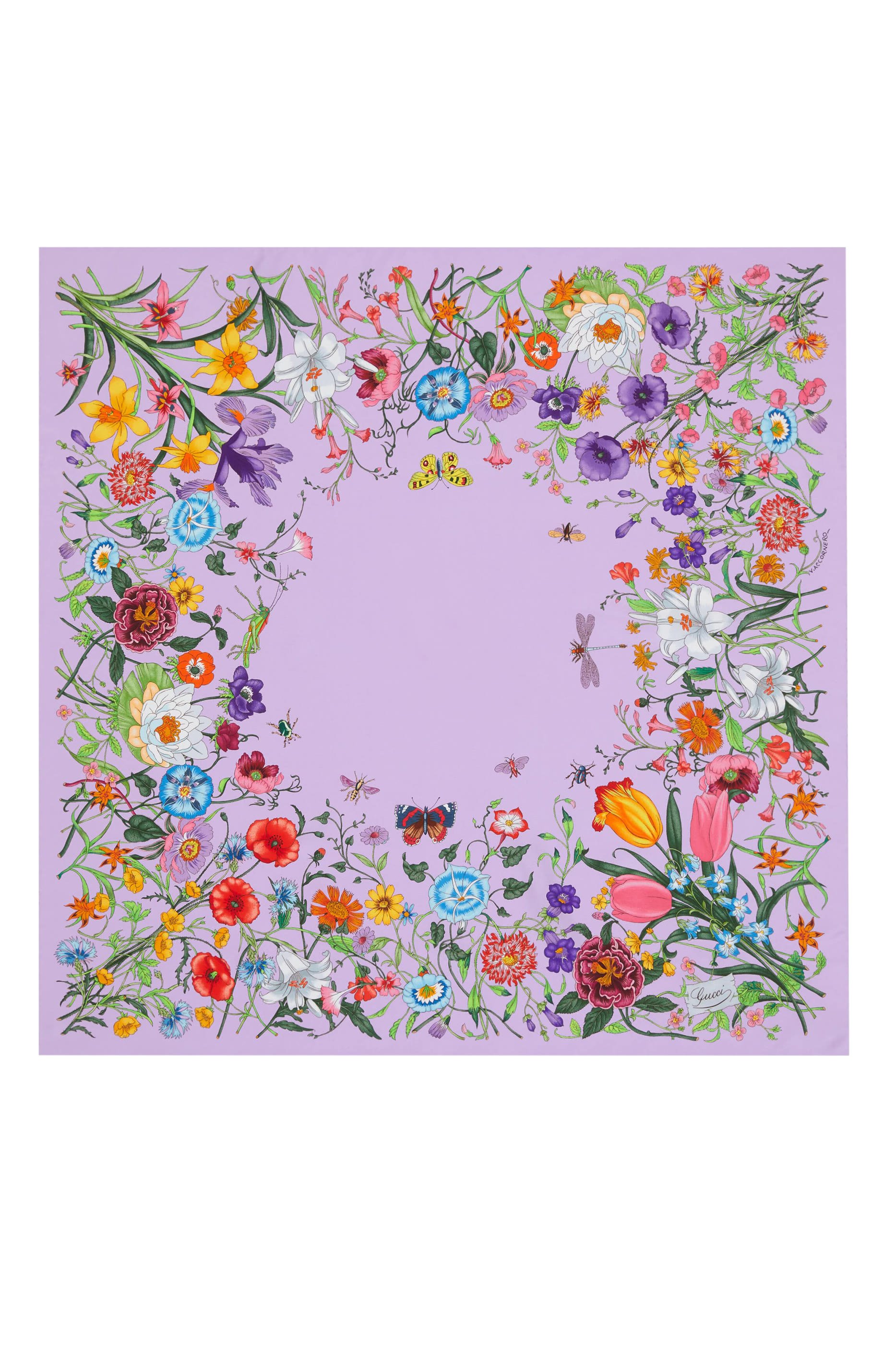 Floral Print Silk Scarf